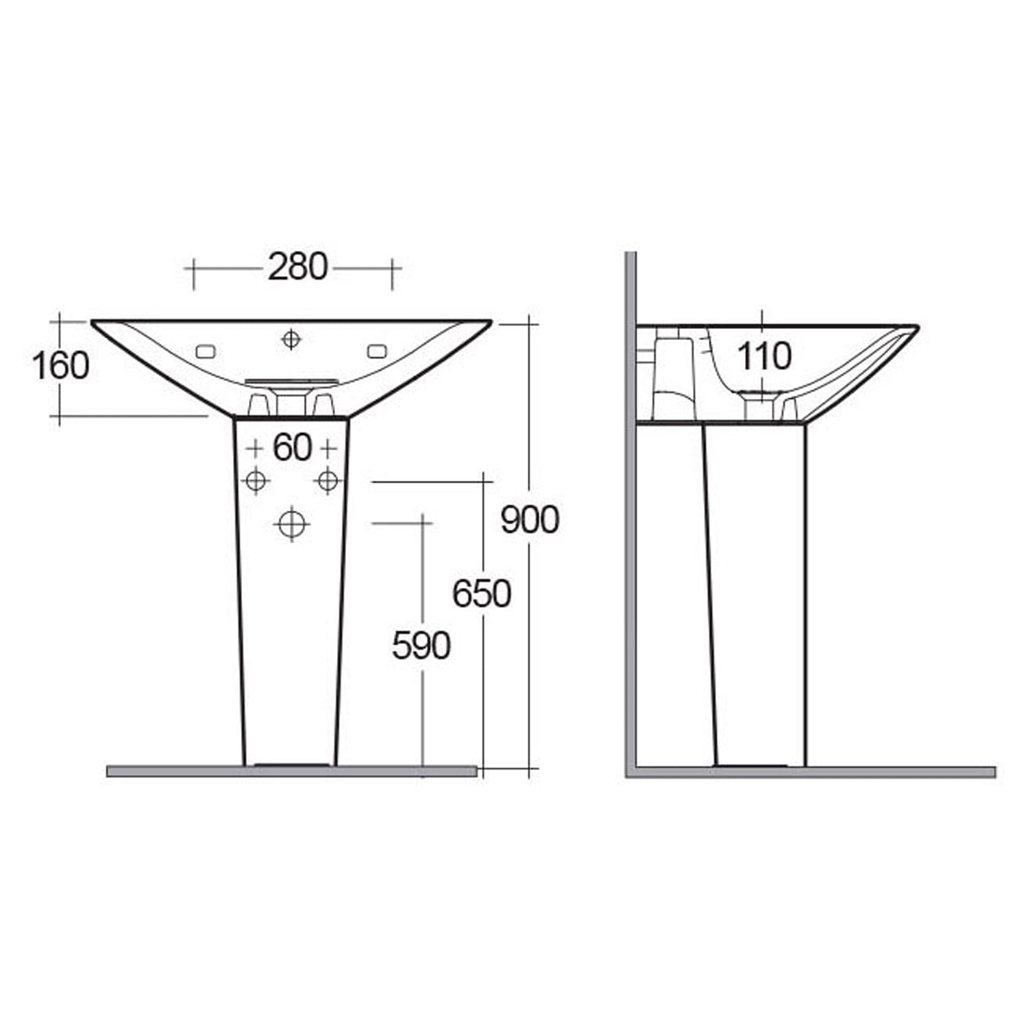 Colonna in porcellana per lavabo RAK serie Astria H. 75 cm - Bianco 2