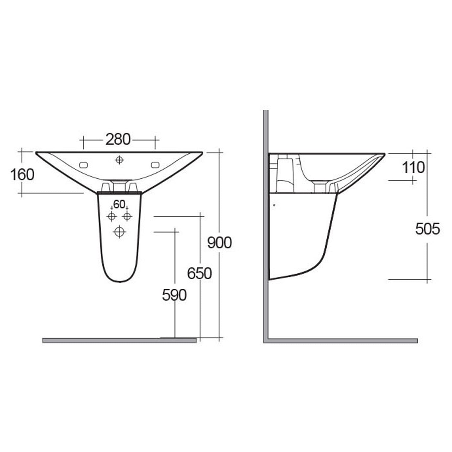 Semicolonna in porcellana per lavabo RAK serie Astria H. 35 cm - Bianco 2