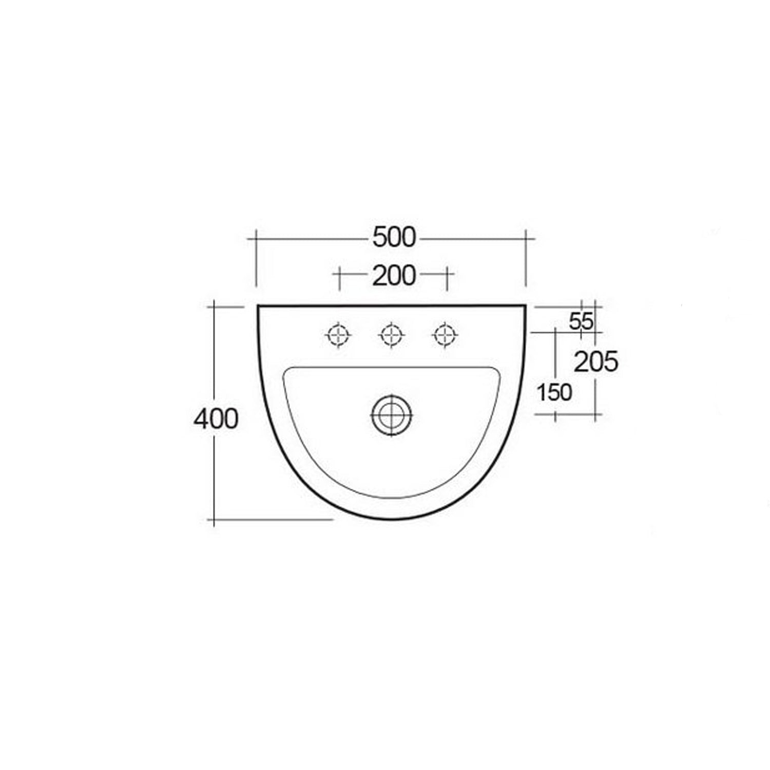 Lavabo sospeso monoforo RAK serie Astria 50 cm - Bianco 2