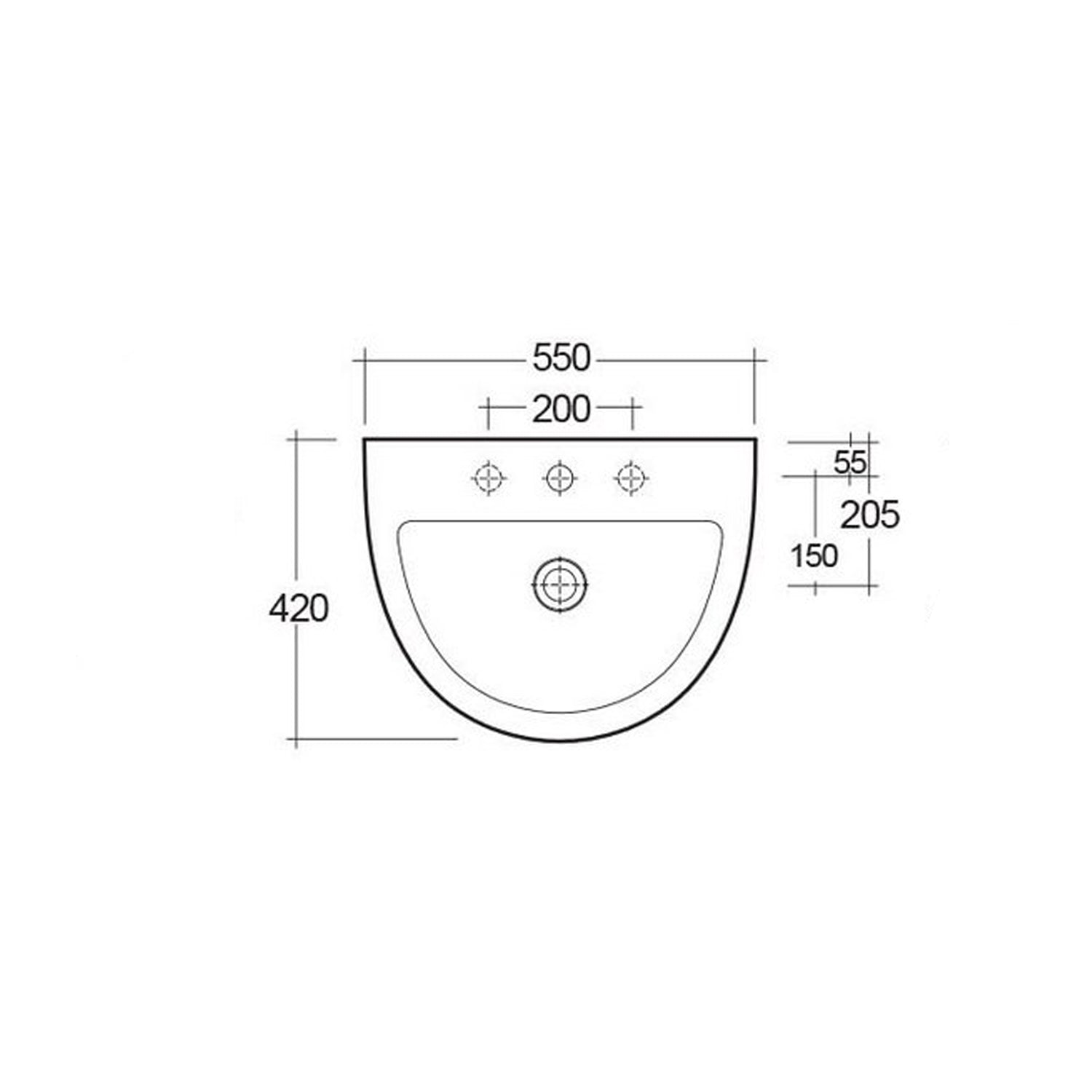 Lavabo sospeso monoforo RAK serie Astria 55 cm - Bianco 2