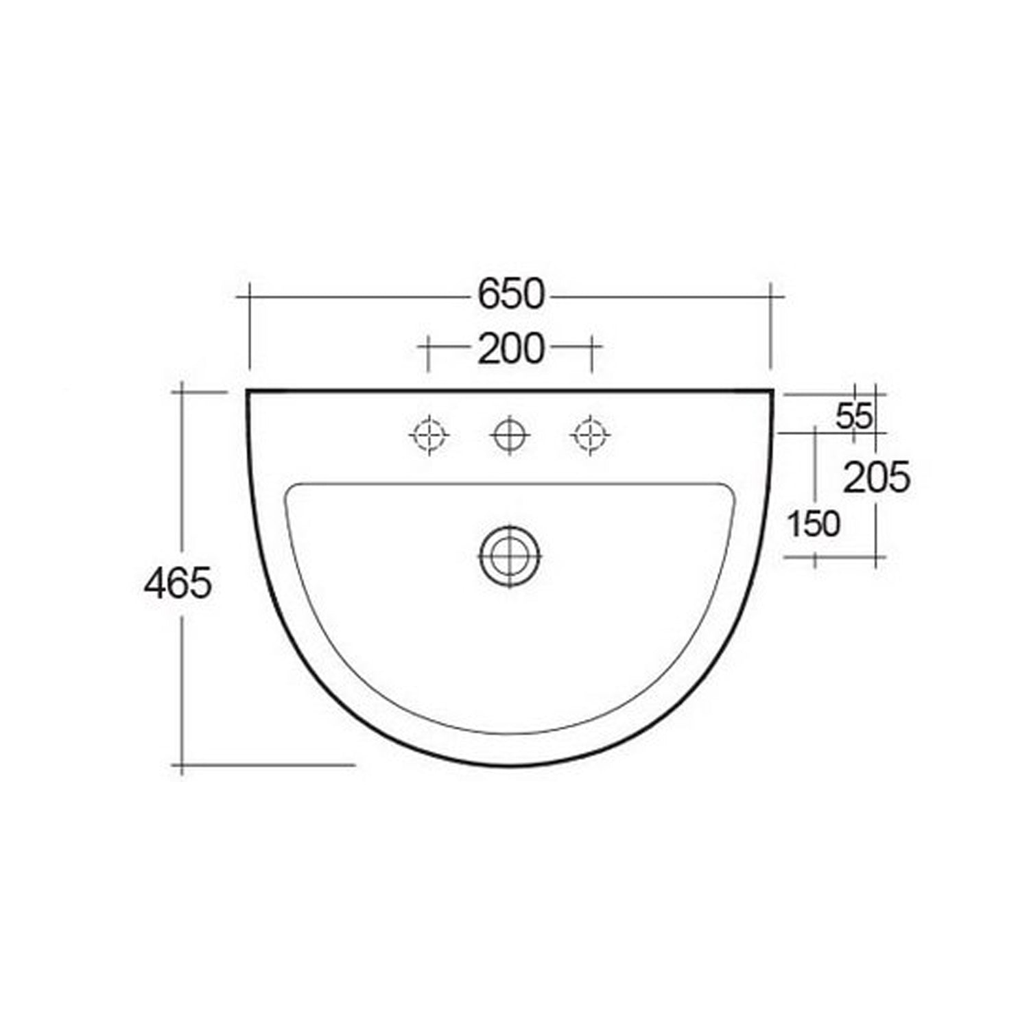 Lavabo sospeso monoforo RAK serie Astria 65 cm - Bianco 2