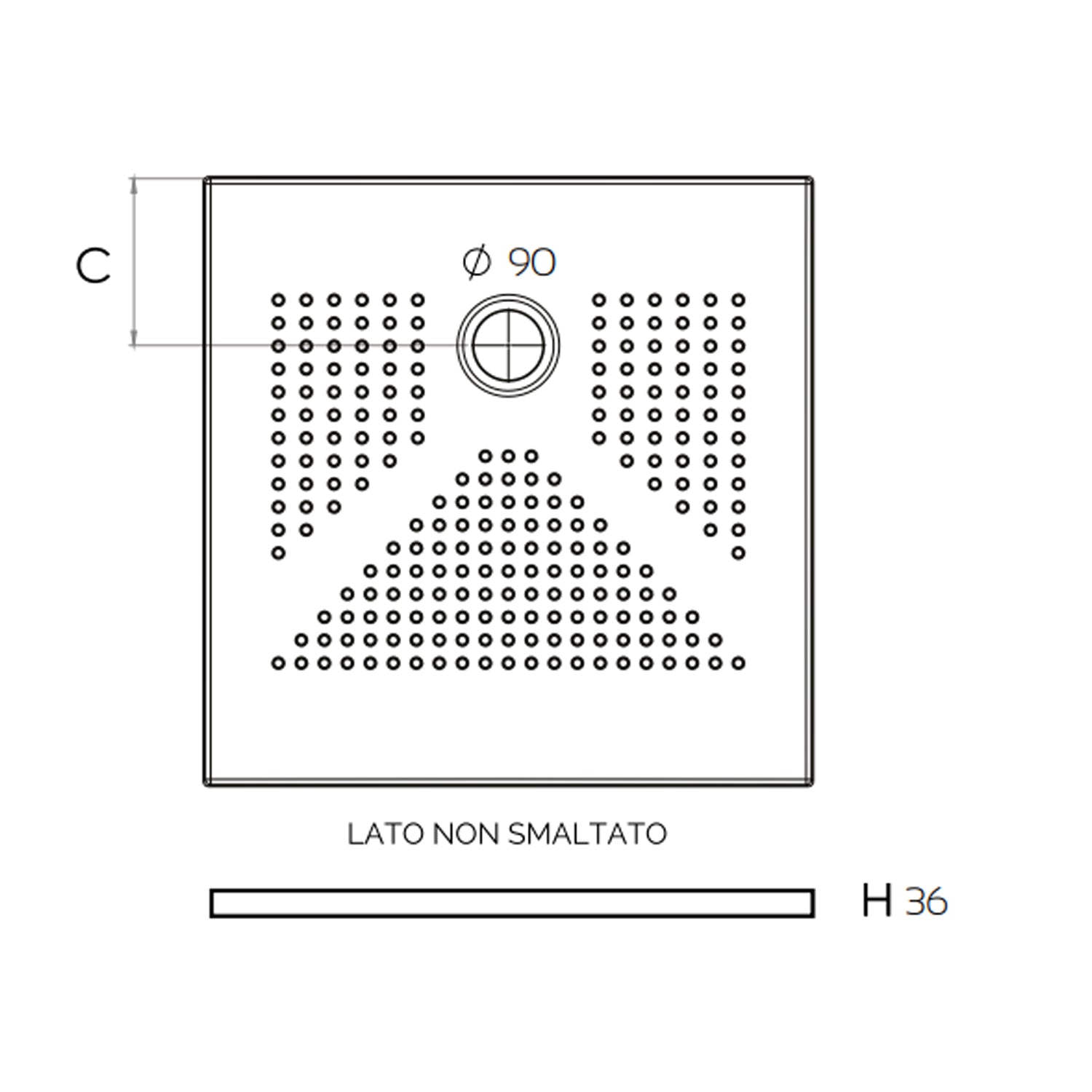 Piatto doccia in ceramica quadrato DocciaGo 80x80 cm - Bianco opaco 2