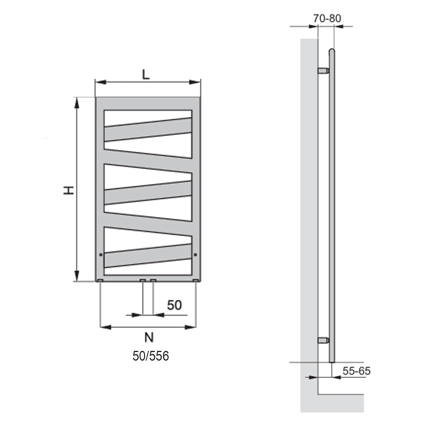 Termoarredo in acciaio Nero Opaco Zehnder modello Ribbon H. 1017 x L. 600 mm 3