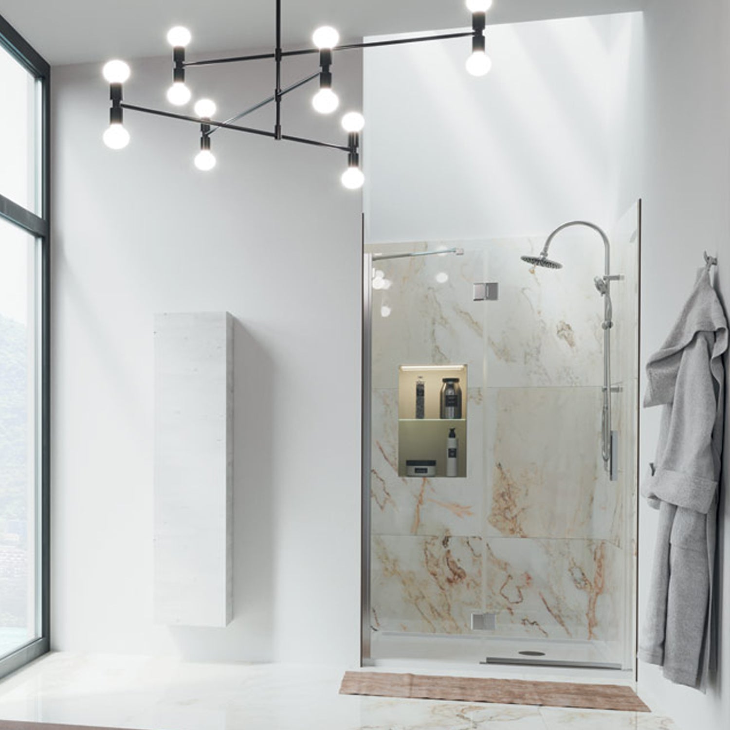 Porta doccia battente in cristallo DocciaGo serie Flow 130 cm - Cromo