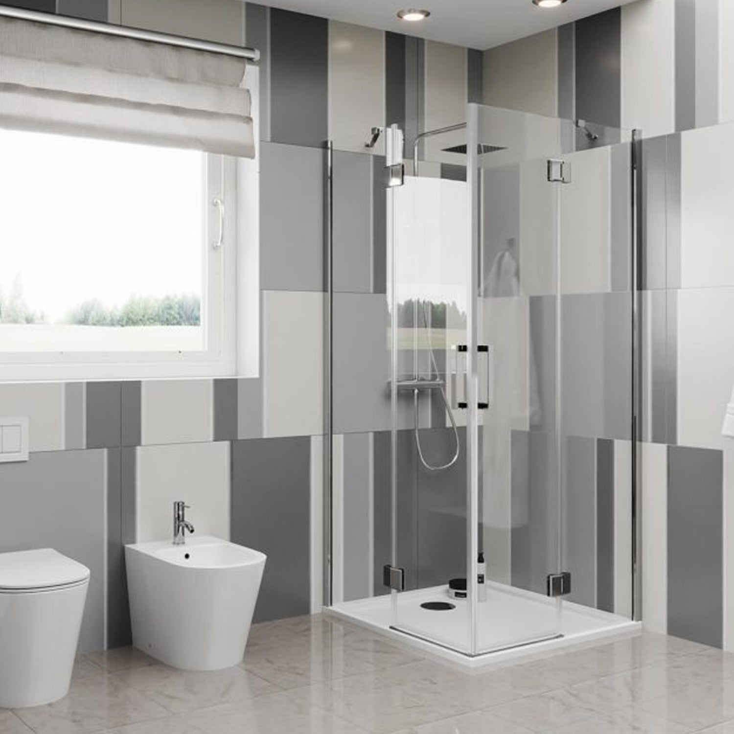 Box doccia angolare con doppia porta battente DocciaGo serie Flow 90x120 cm - Cromo