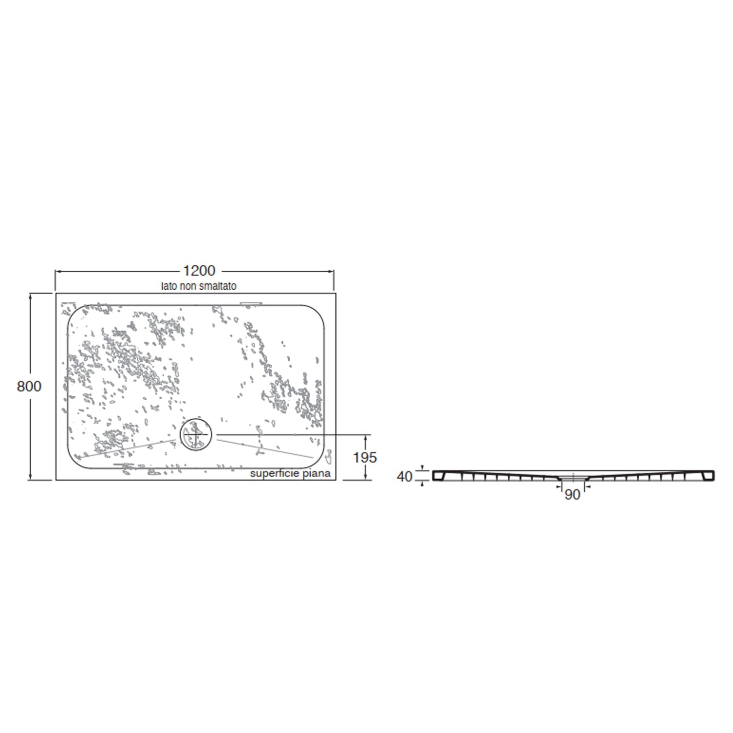  Piatto doccia rettangolare in ceramica effetto pietra modello Pietraceramica 80x120 cm - Bianco Gesso by CeramicStore | Lo specialista del tuo bagno
