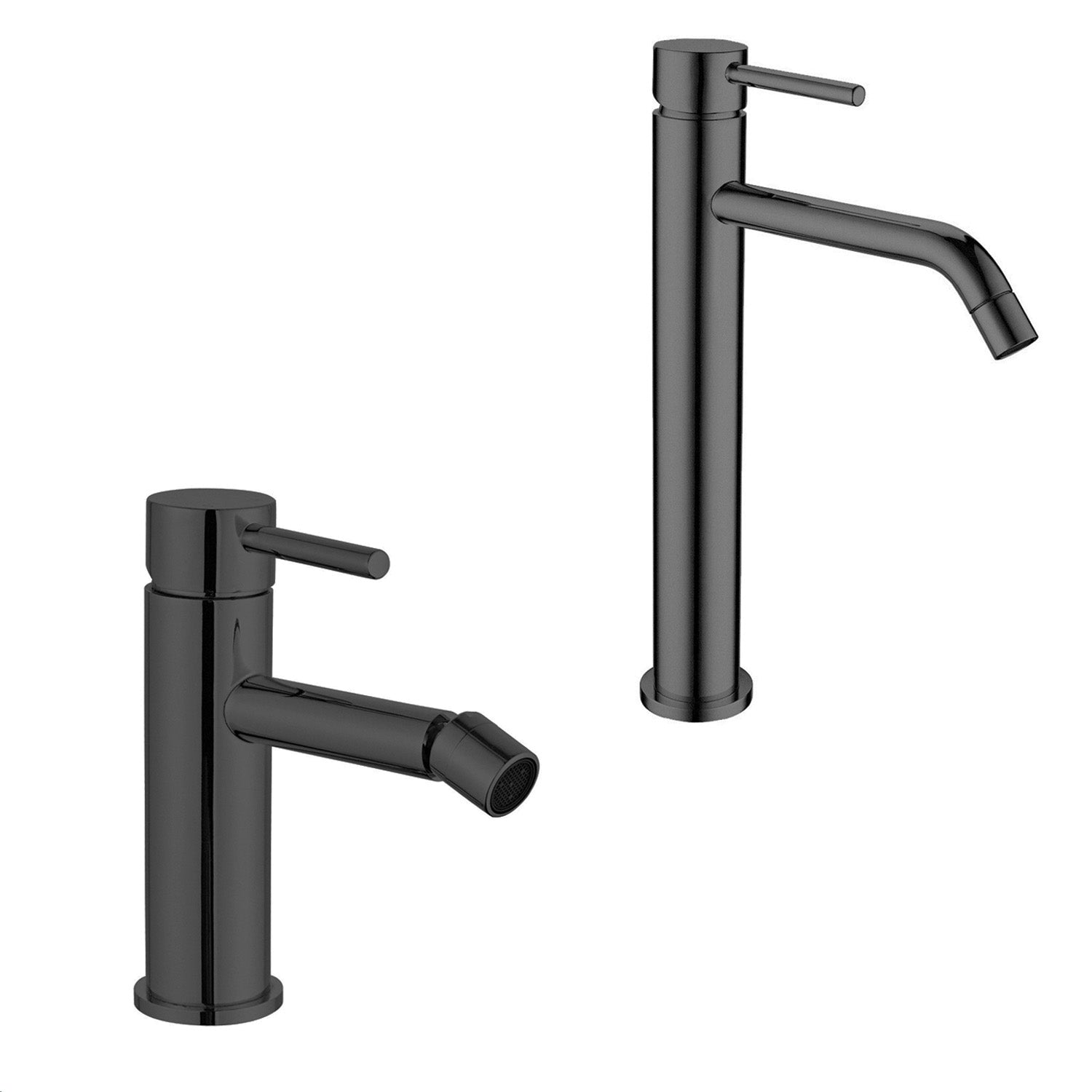 Coppia di miscelatori per lavabo alto e bidet serie Moon in ottone nero opaco by CeramicStore | Lo specialista del tuo bagno