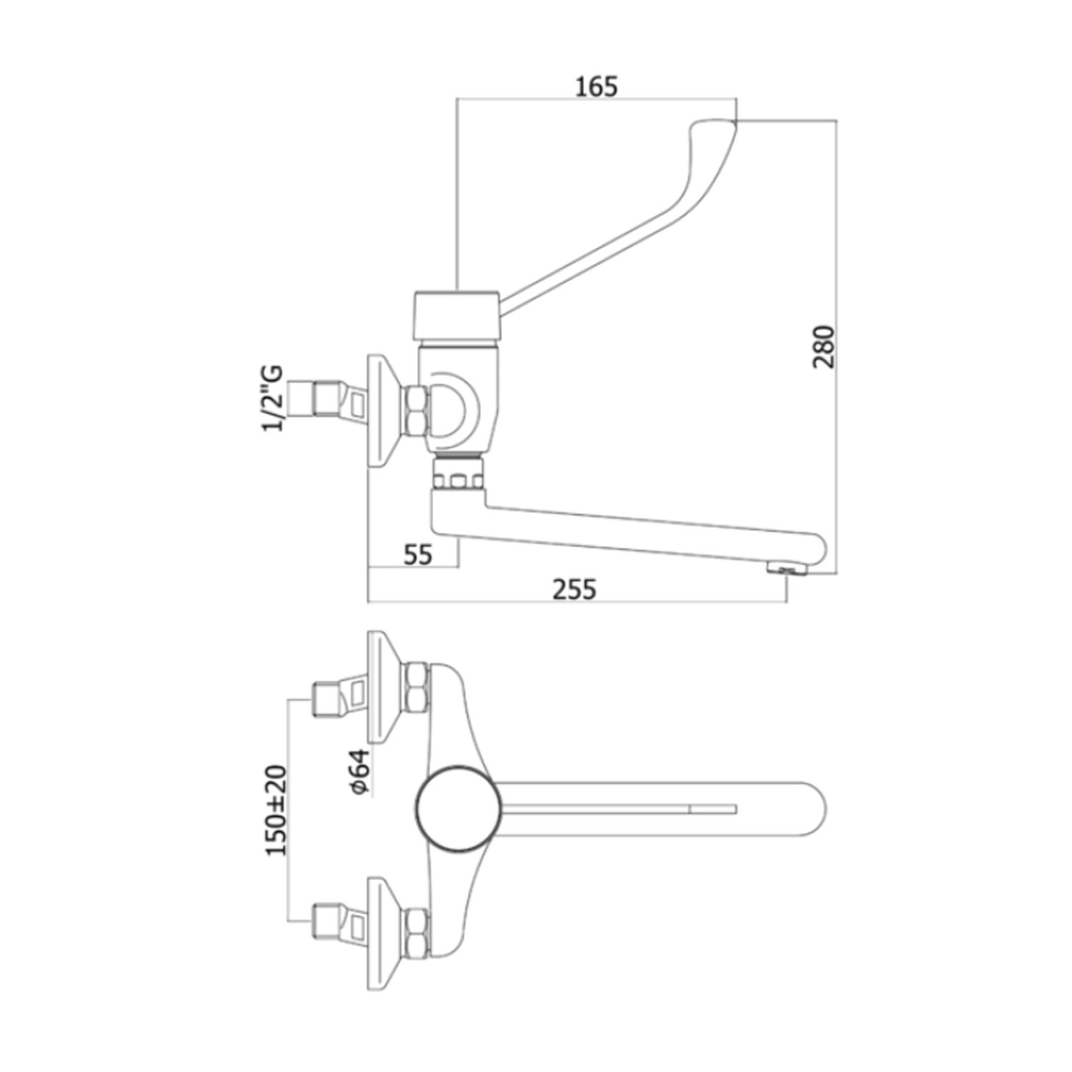  Miscelatore lavello a muro con leva clinica e canna tubo dritta modello Nettuno di Paffoni - Cromato by CeramicStore | Lo specialista del tuo bagno