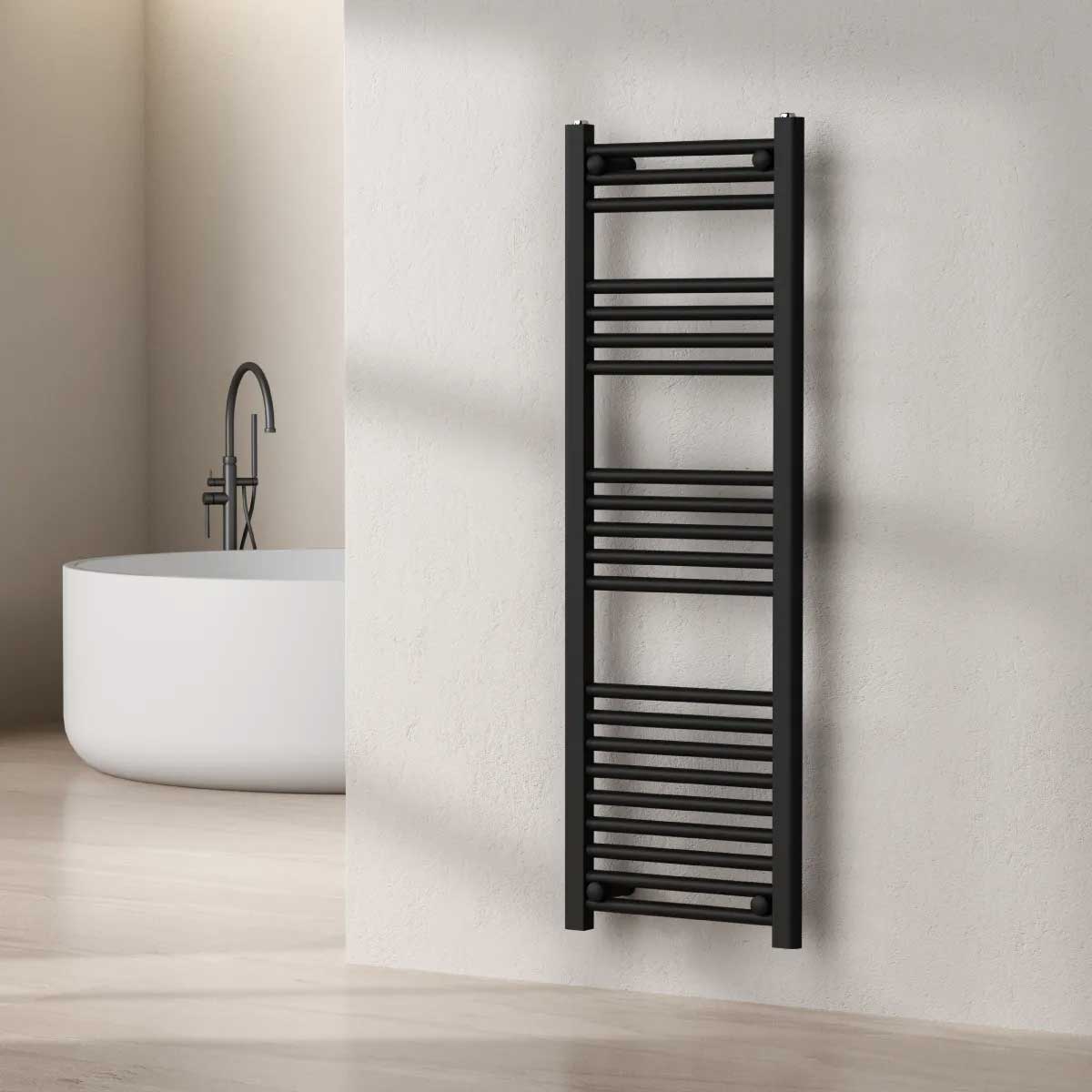 Termoarredo scaldasalviette da bagno idraulico 840x500 mm interasse 450 mm in acciaio Verniciato Nero by CeramicStore | Lo specialista del tuo bagno