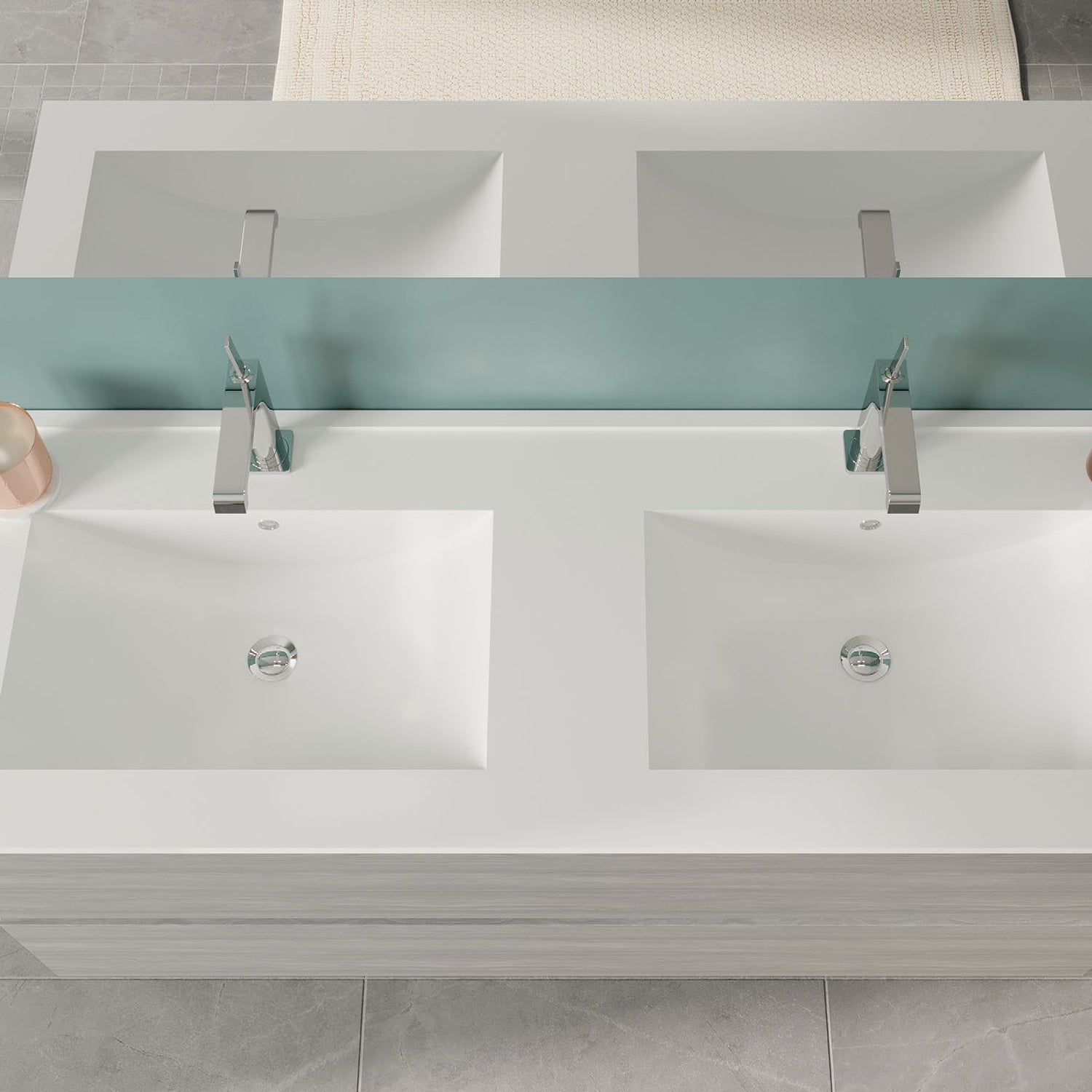  Mobile bagno con doppio lavabo in ceramica specchio e lampade cm 120 colore Rovere Grigio- Cubi&Co modello Symmetry Classic 5 by CeramicStore | Lo specialista del tuo bagno
