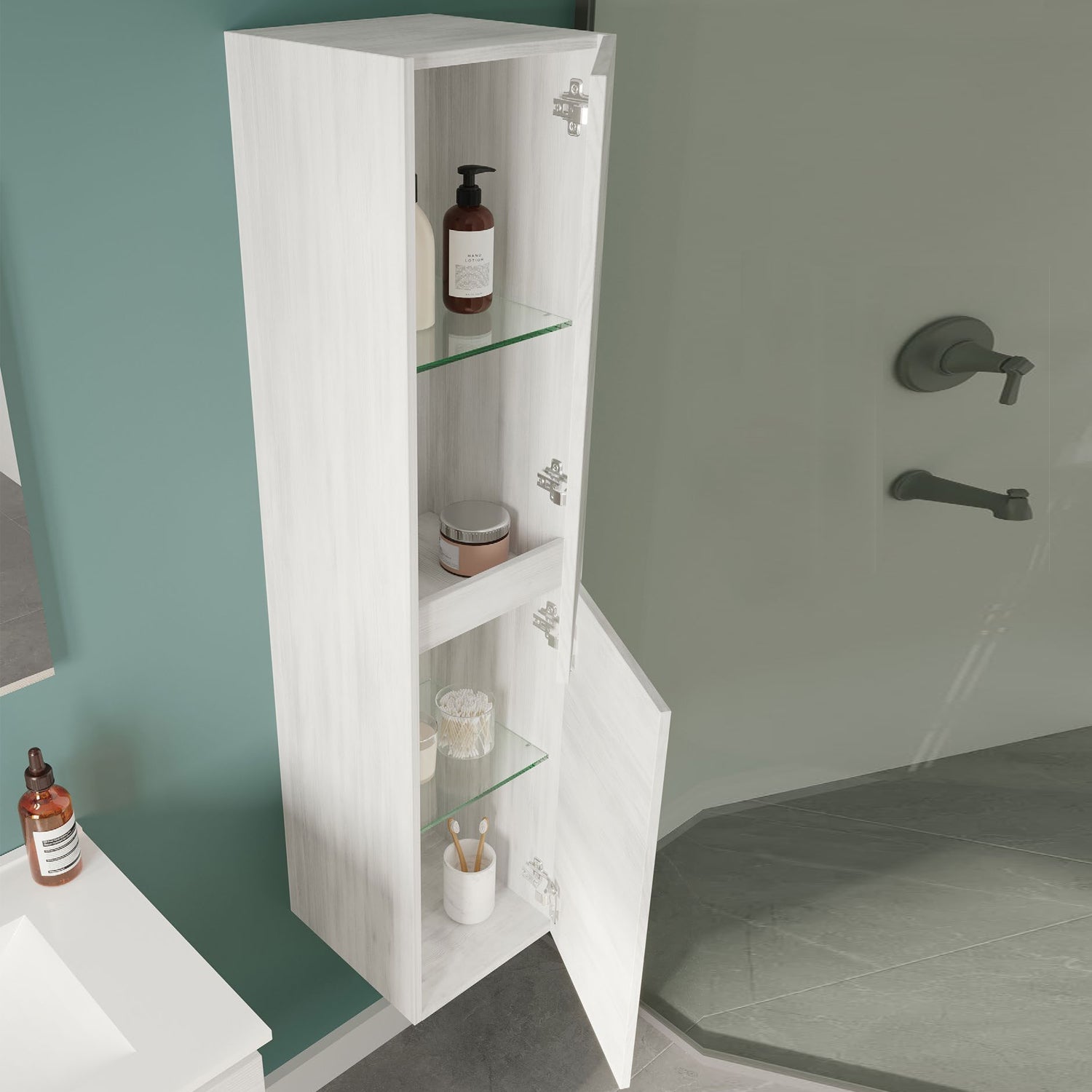  Colonna bagno a due ante color Rovere Bianco Cubi&Co - modello Symmetry by CeramicStore | Lo specialista del tuo bagno