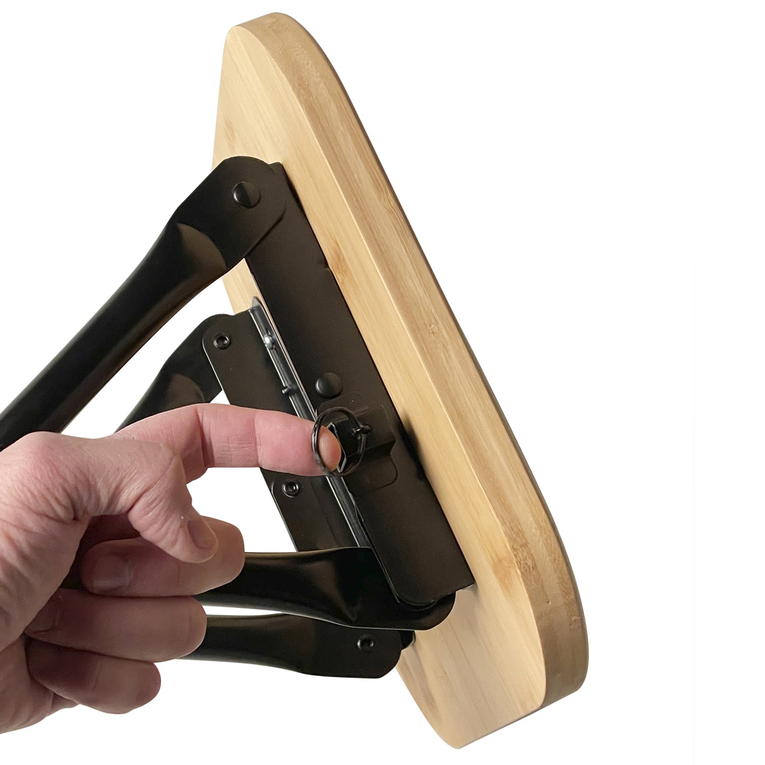  Sgabello richiudibile Kenta di Gedy in bambà¹ e metallo - naturale/nero matt