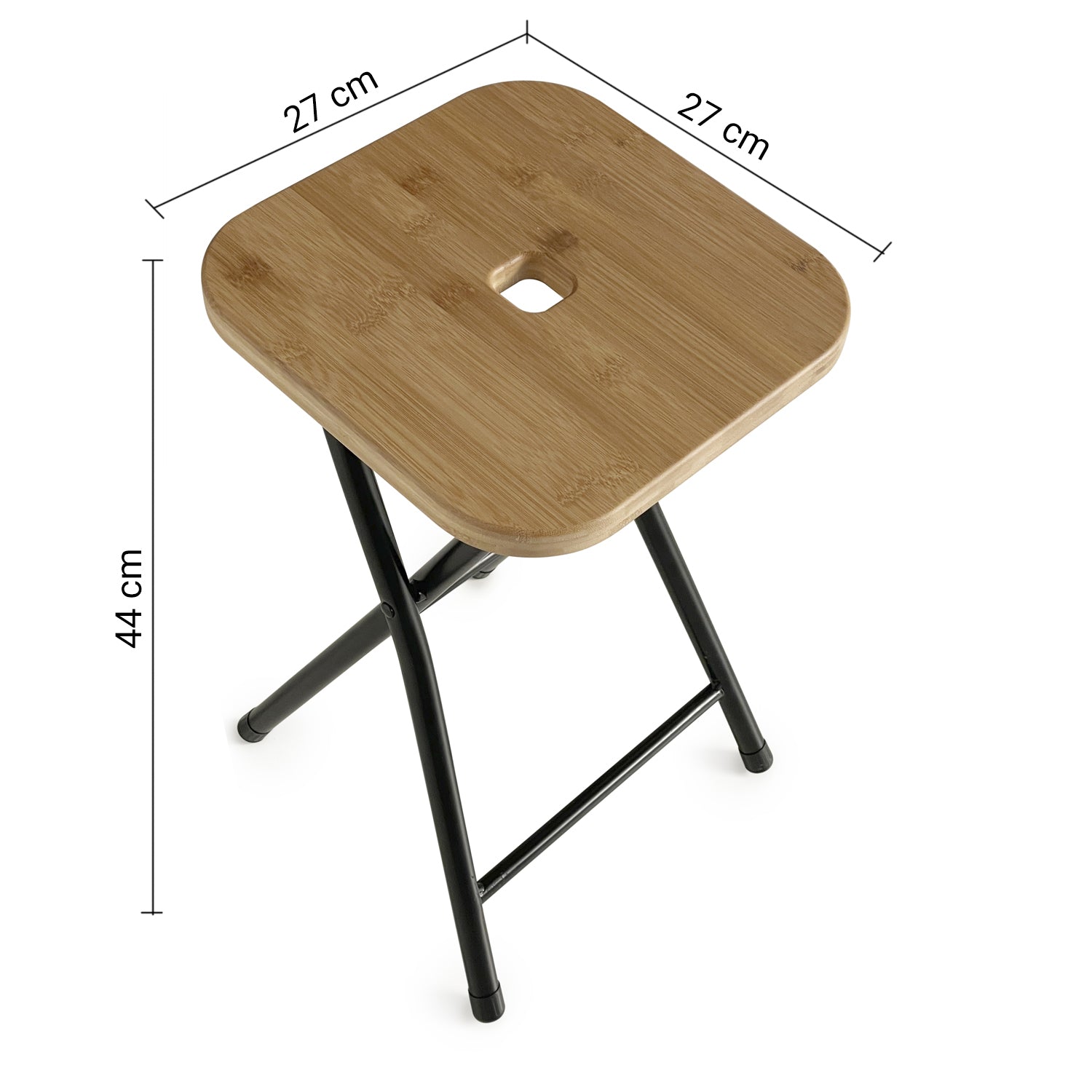  Sgabello richiudibile Kenta di Gedy in bambà¹ e metallo - naturale/nero matt