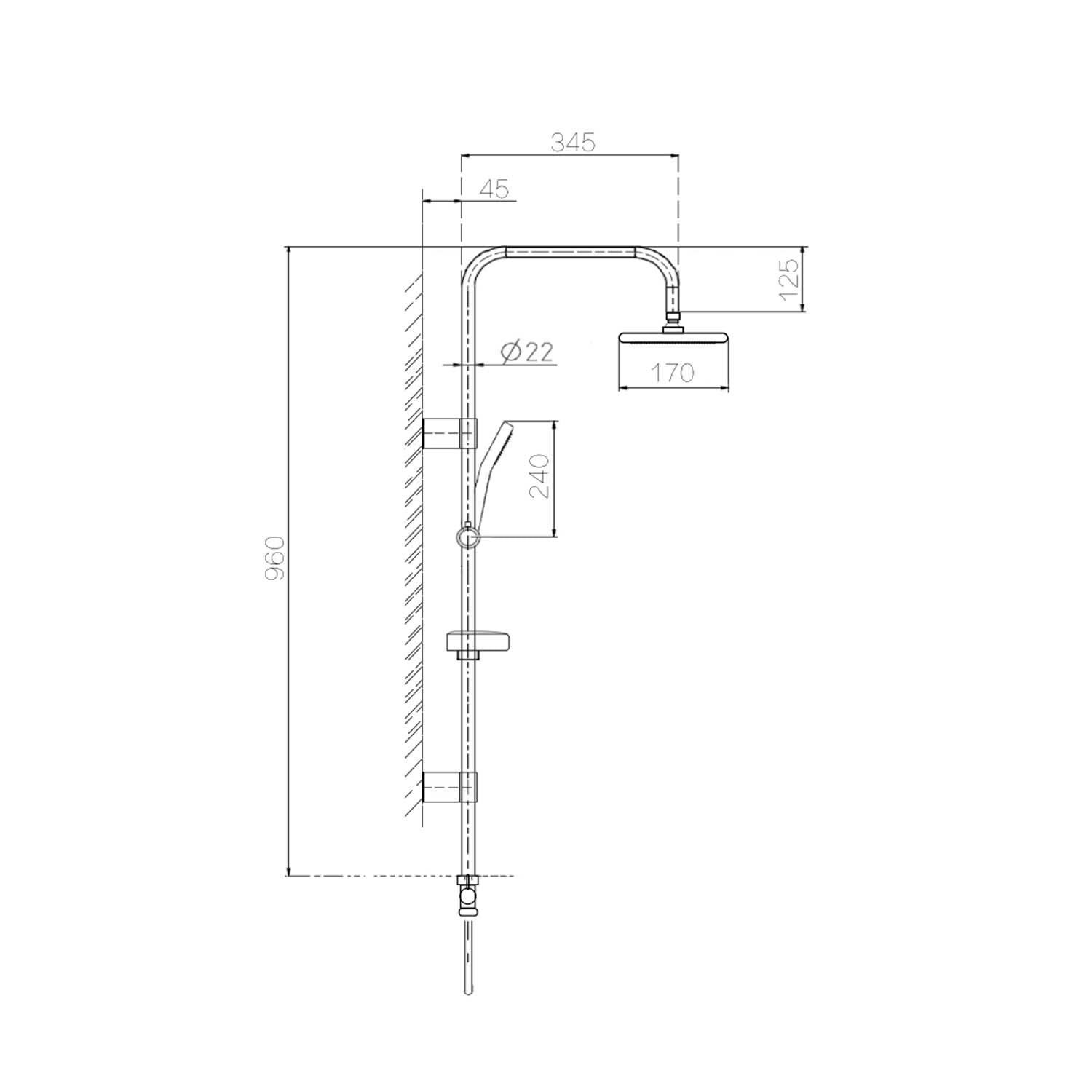  Colonna doccia in acciaio con soffione rettangolare e doccino finitura nero opaco by CeramicStore | Lo specialista del tuo bagno
