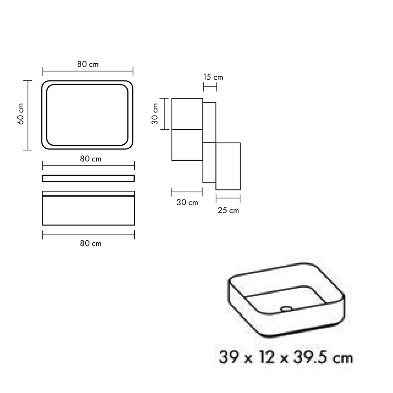  Mobile bagno con lavabo d'appoggio in ceramica e specchio led cm 80 rovere naturale e bianco opaco- Cubi&Co modello Destiny 2 by CeramicStore | Lo specialista del tuo bagno