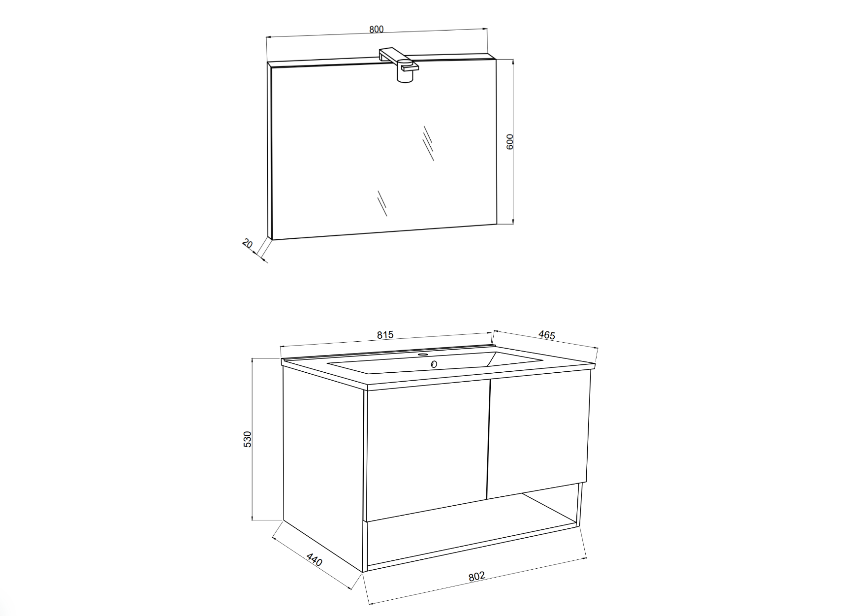  Mobile bagno con lavabo e specchiera Cubi&Co Barcellona 80 cm - Rovere Grigio by CeramicStore | Lo specialista del tuo bagno