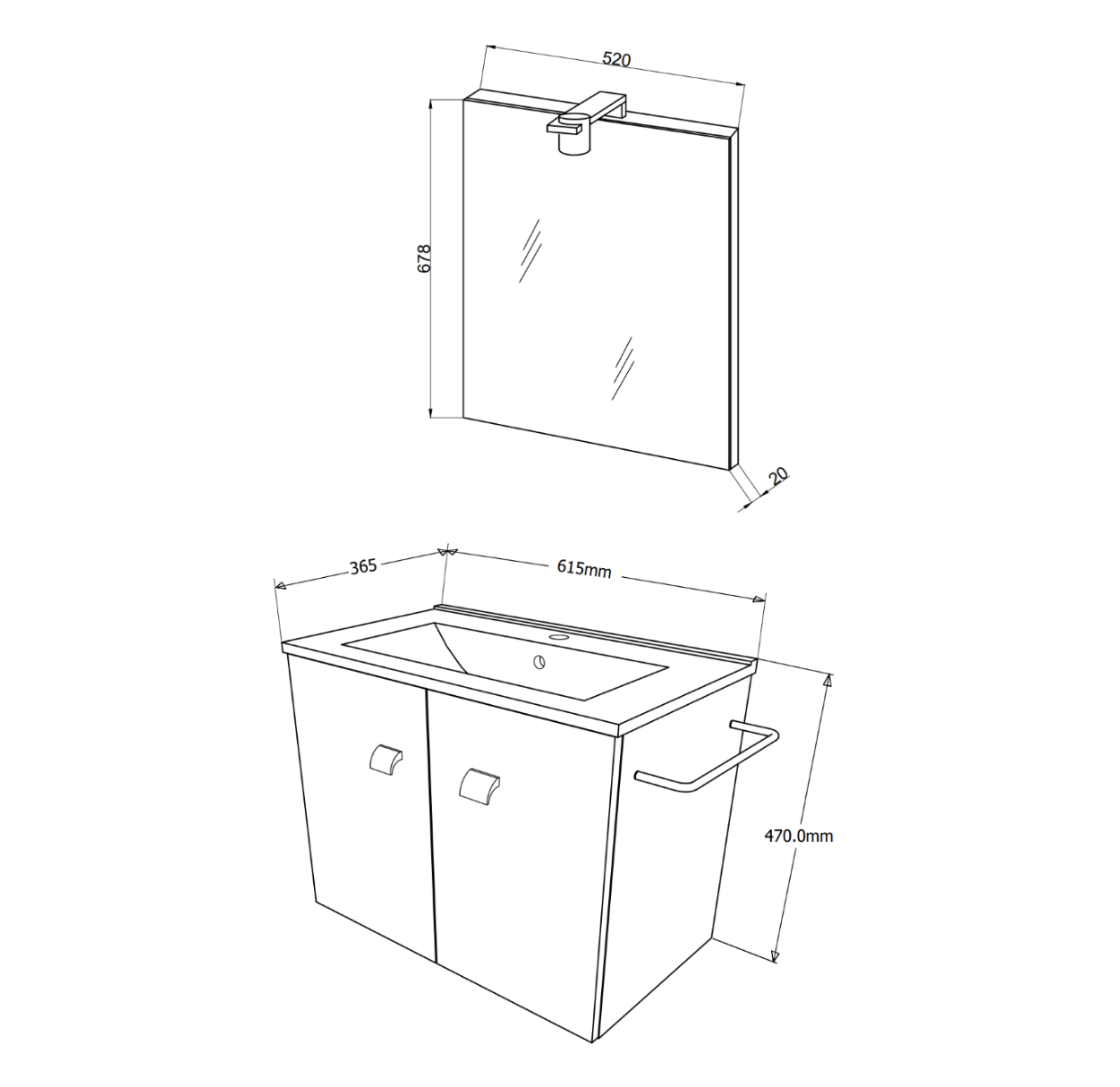  Mobile bagno sospeso con lavabo e specchiera Cubi&Co Smeraldo 60 cm - Bianco Lucido by CeramicStore | Lo specialista del tuo bagno