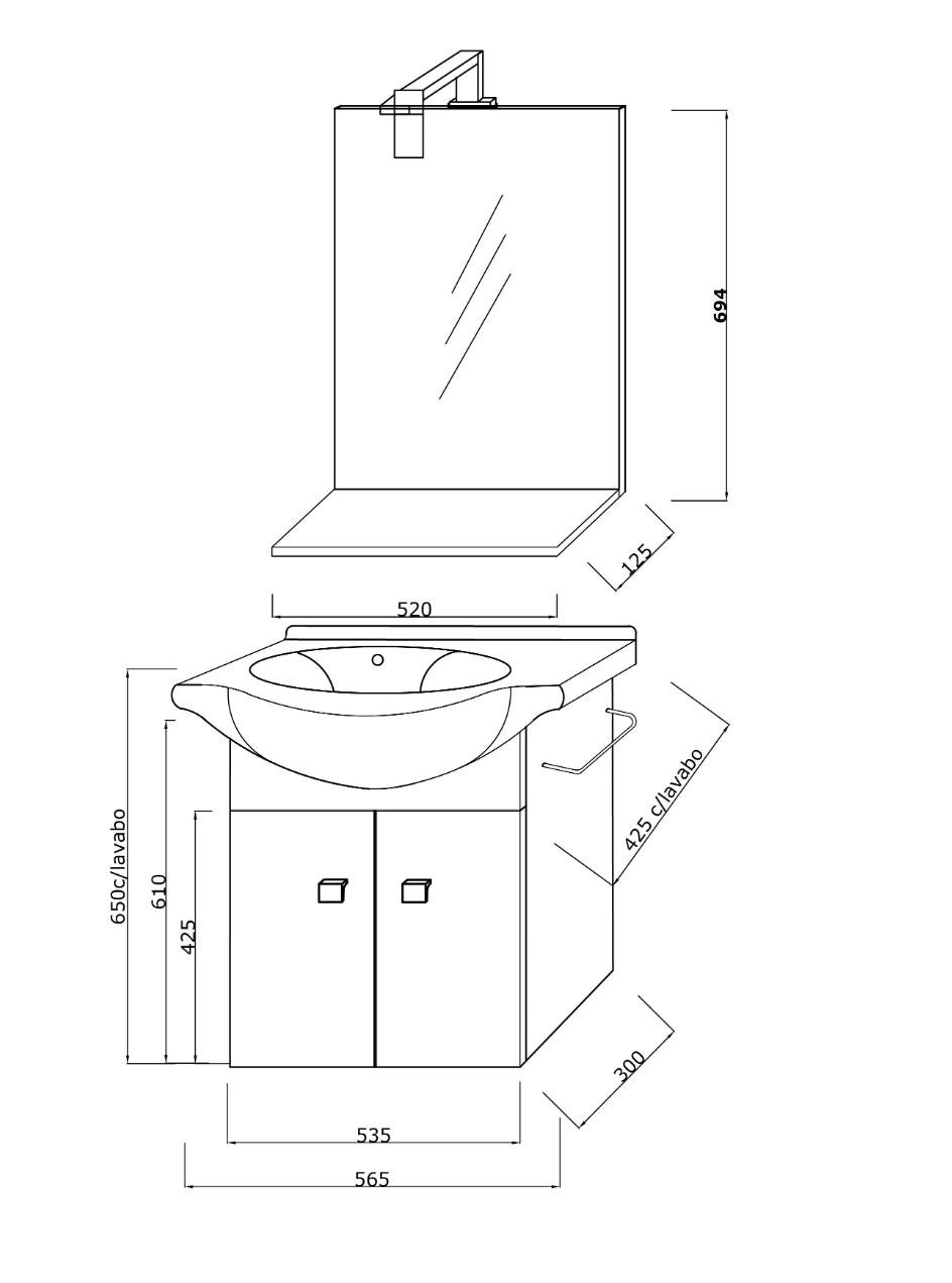 Mobile bagno sospeso con lavabo e specchiera Cubi&Co Smeraldo 55 cm - Rovere Bianco by CeramicStore | Lo specialista del tuo bagno