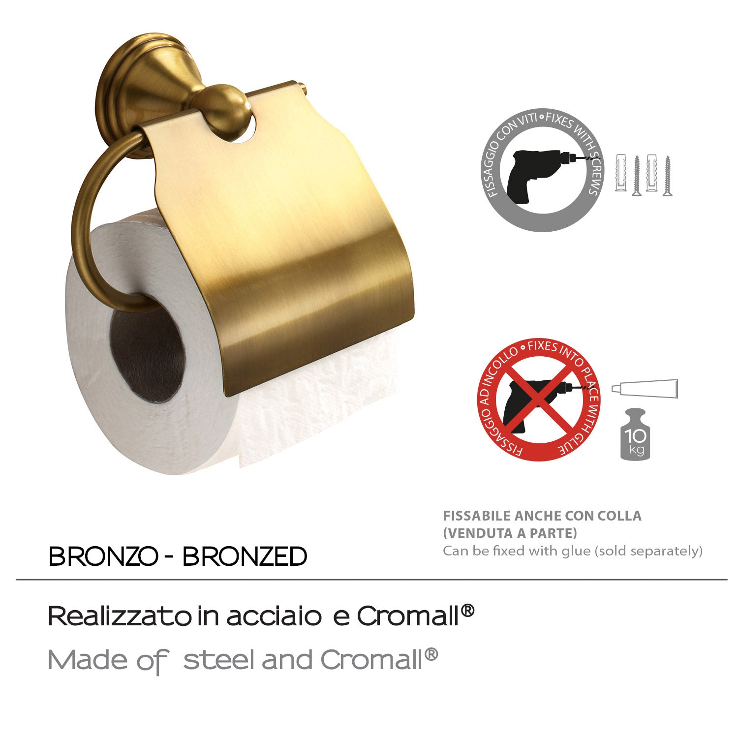 Porta carta igienica coperto a muro Gedy Linea Romance - Finitura Bronzo 3