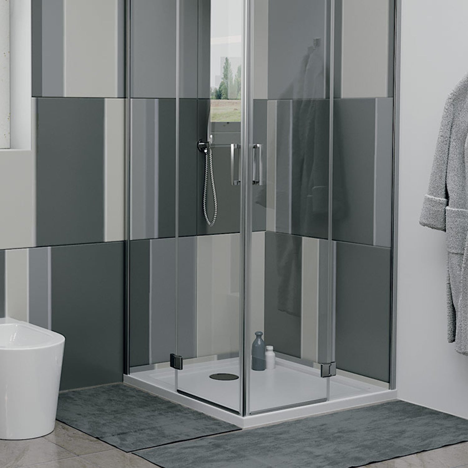 Box doccia angolare con doppia porta battente DocciaGo serie Flow 110x130 cm - Cromo 2