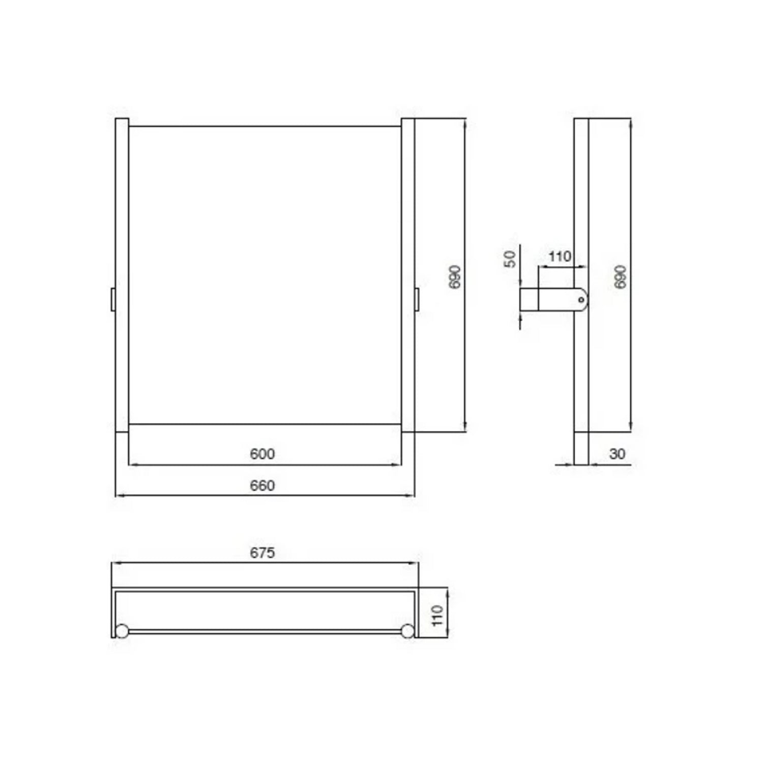 Specchio reclinabile per disabili 60x65 cm in acciaio verniciato 2