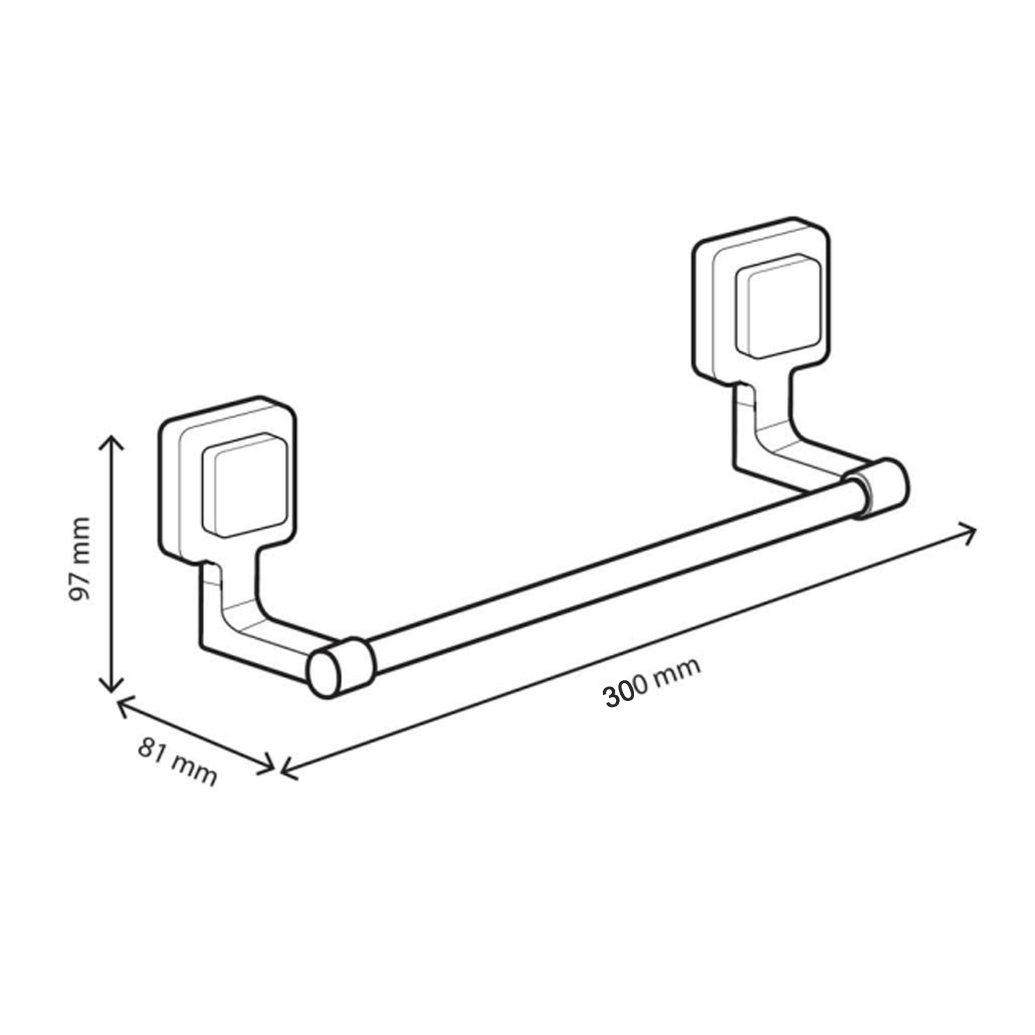 Portasalviette Koemo serie Kara con asta tonda 30 cm - Nero 2