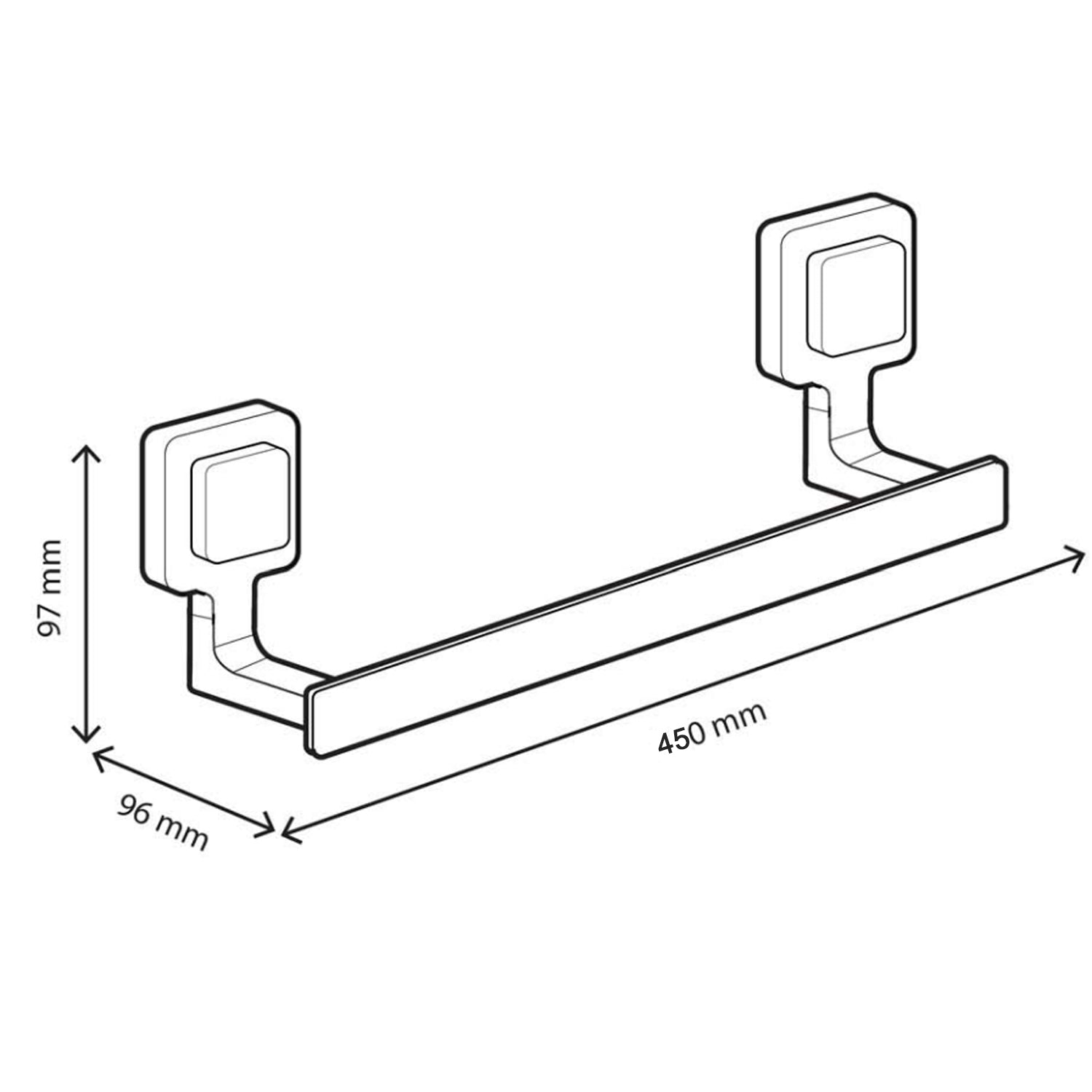 Portasalviette Koemo serie Kara con asta quadrata 45 cm - Cromo 3