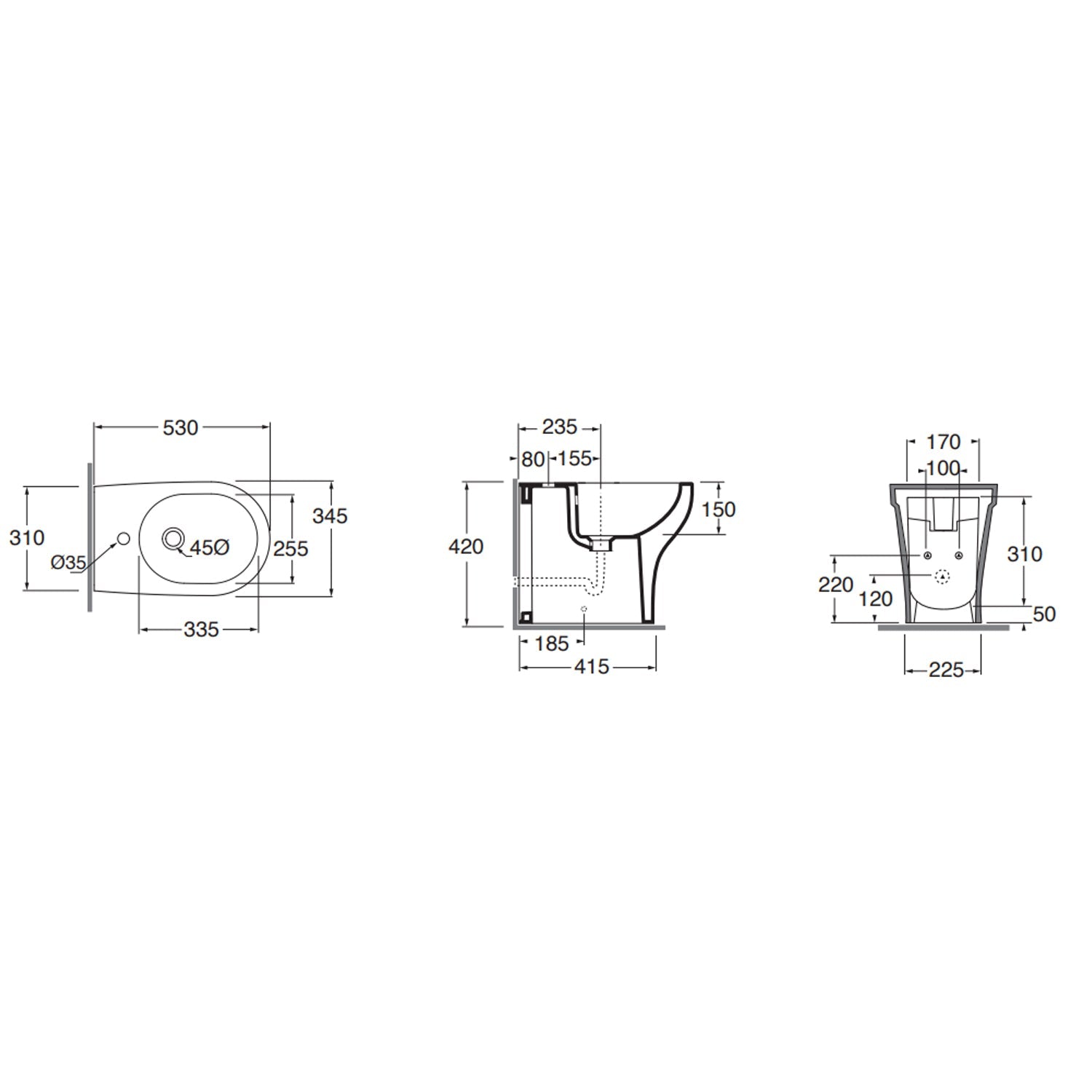  Set sanitari a terra Azzurra Pratica con vaso traslato