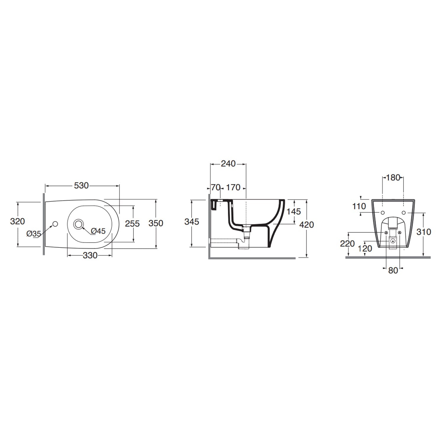 Sanitari sospesi Ceramica Azzurra serie Pratica con sedile soft-close 53x35xH34,5 cm- Bianco Lucido 6