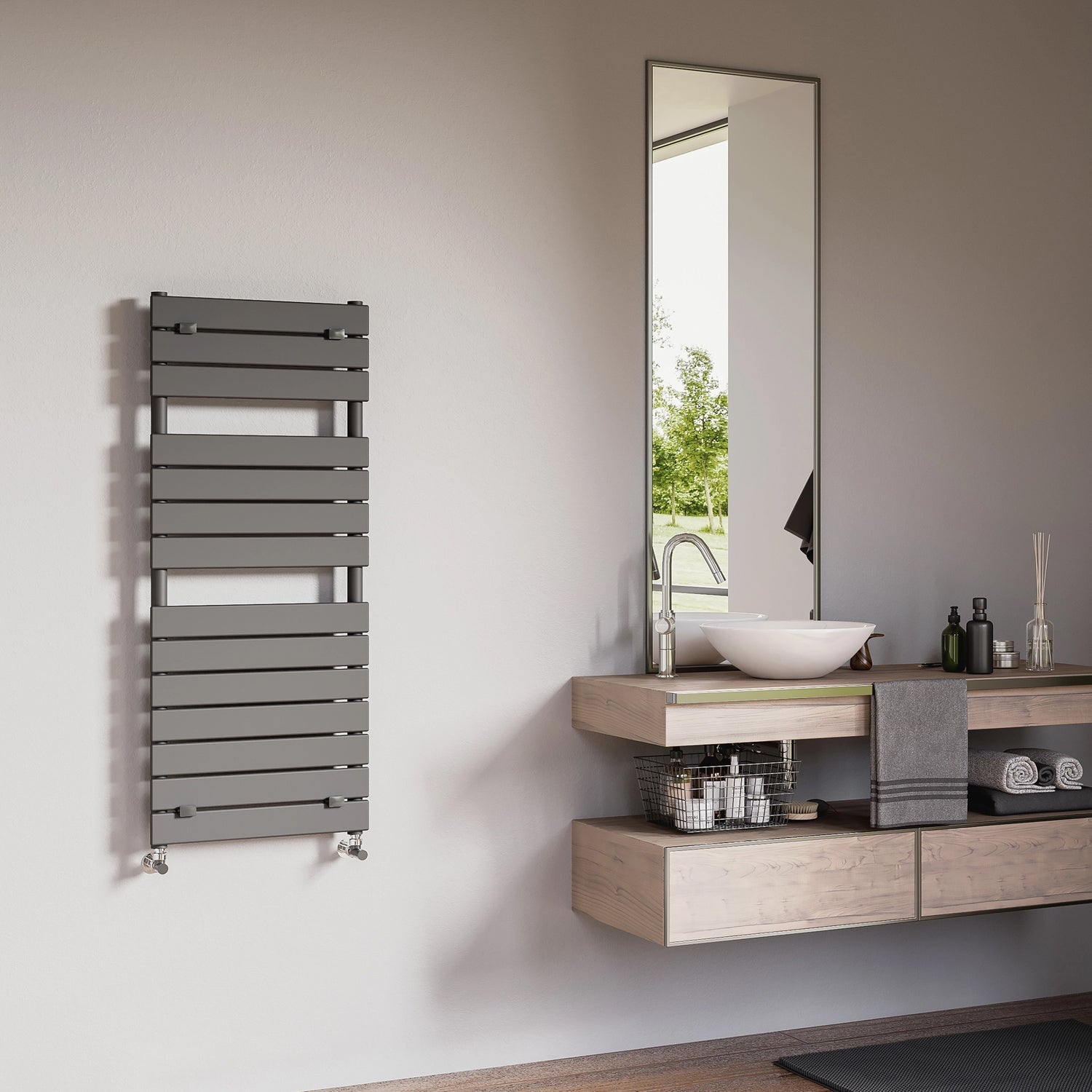  Termoarredo idraulico modello Palermo di Lazzarini 1213x500 - Nero Opaco by CeramicStore | Lo specialista del tuo bagno