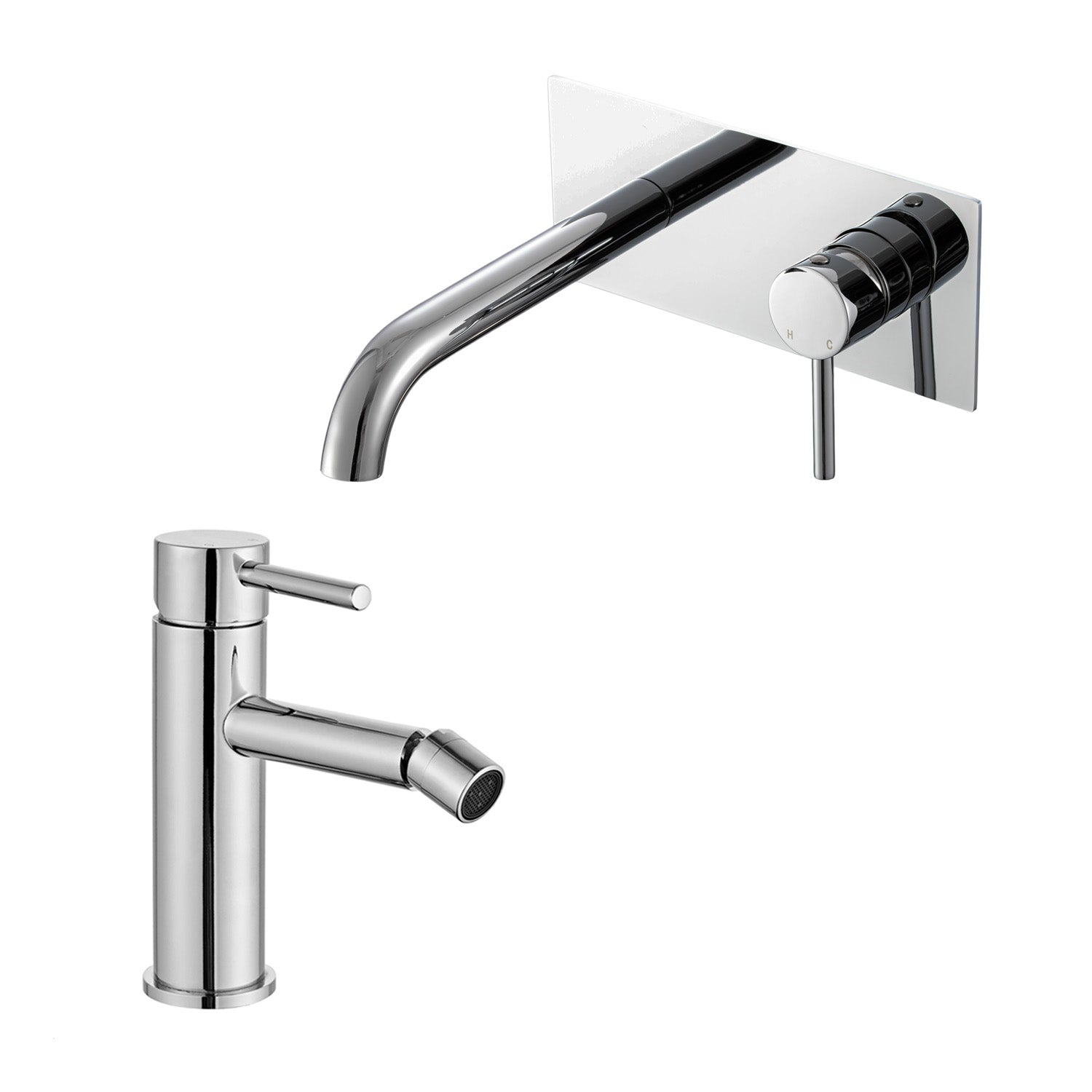 Coppia di miscelatori per lavabo incasso easy box e bidet serie Moon in ottone cromato by CeramicStore | Lo specialista del tuo bagno