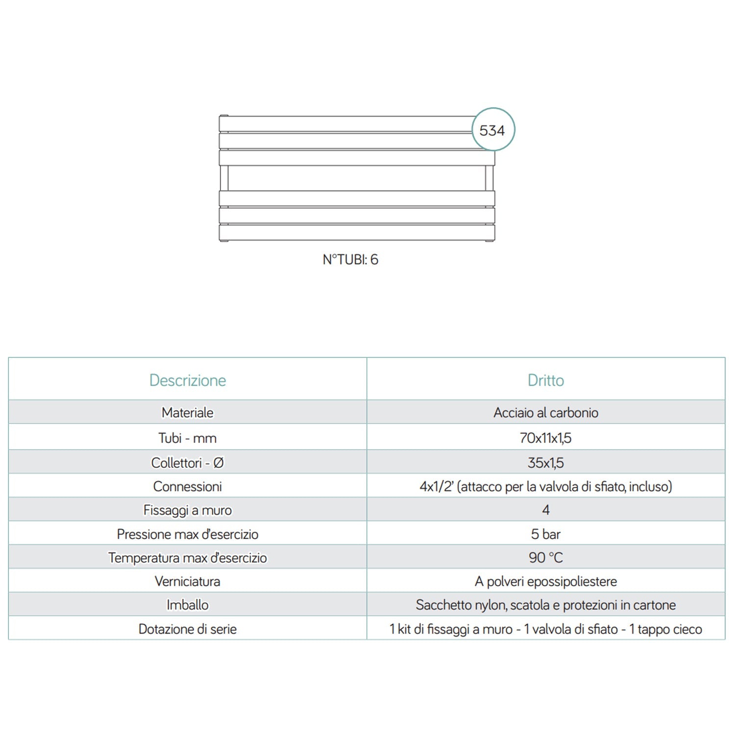  Termoarredo idraulico modello Genova di Lazzarini 534x1200 - Bianco by CeramicStore | Lo specialista del tuo bagno