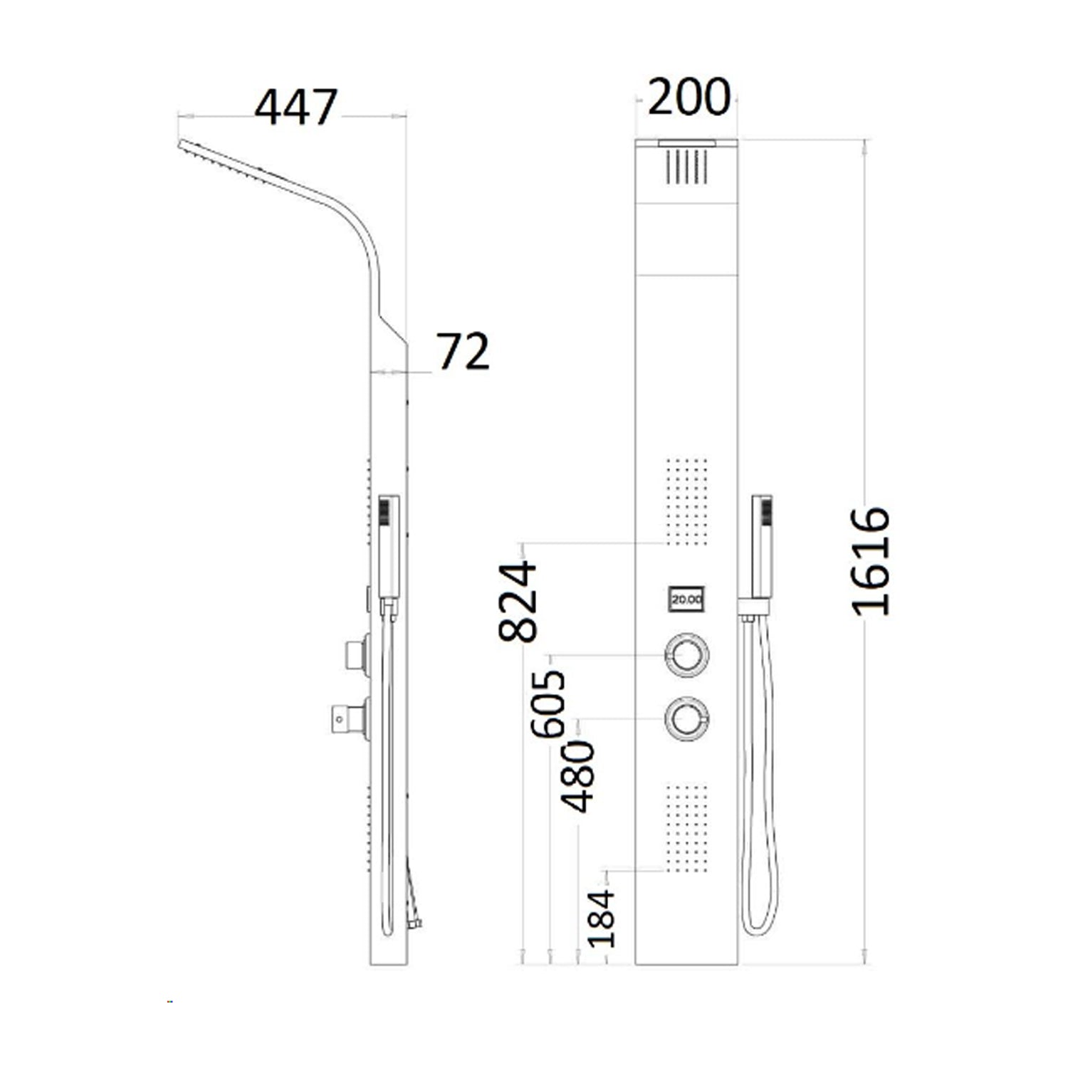  Colonna in acciaio multifunzione anticalcare con miscelatore e display temperatura by CeramicStore | Lo specialista del tuo bagno