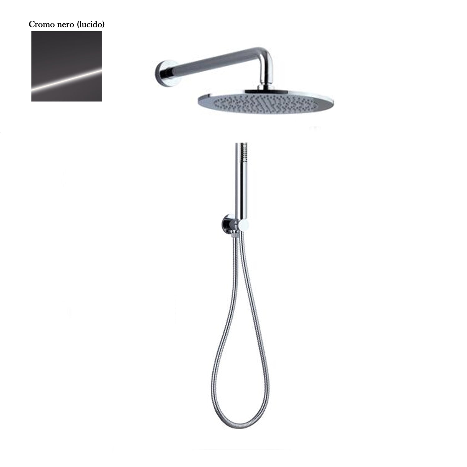 Kit doccia con soffione Vienna, doccia e flessibile nero cromato di Sphera Docce