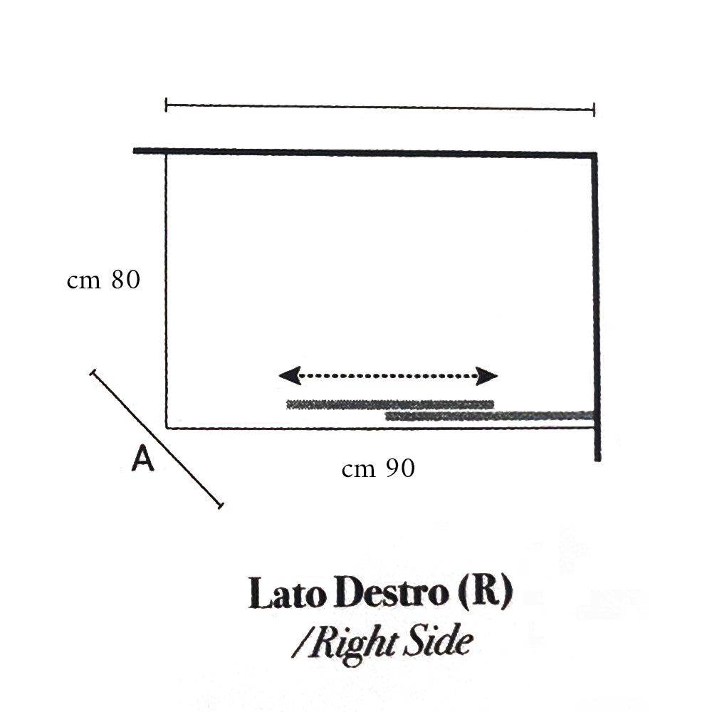  Box doccia rettangolare con apertura angolare cm 90x80 modello Lauren in cristallo temperato mm 8 -LATO DESTRO by CeramicStore | Lo specialista del tuo bagno