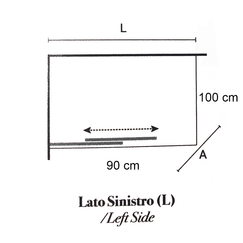  Box doccia rettangolare con apertura angolare cm 90x100 modello Lauren in cristallo temperato mm 8 -LATO SINISTRO by CeramicStore | Lo specialista del tuo bagno