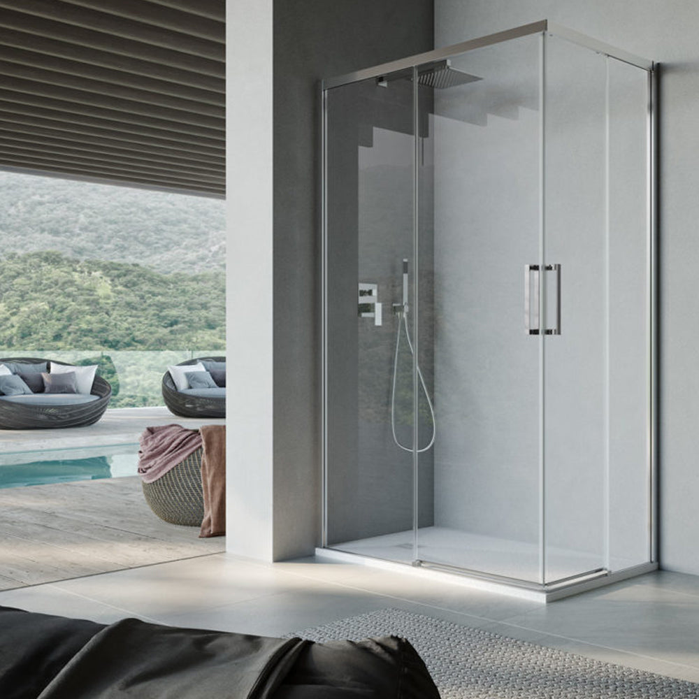 Box doccia rettangolare con apertura angolare cm 100x80 modello Lauren in cristallo temperato mm 8 -LATO SINISTRO by CeramicStore | Lo specialista del tuo bagno