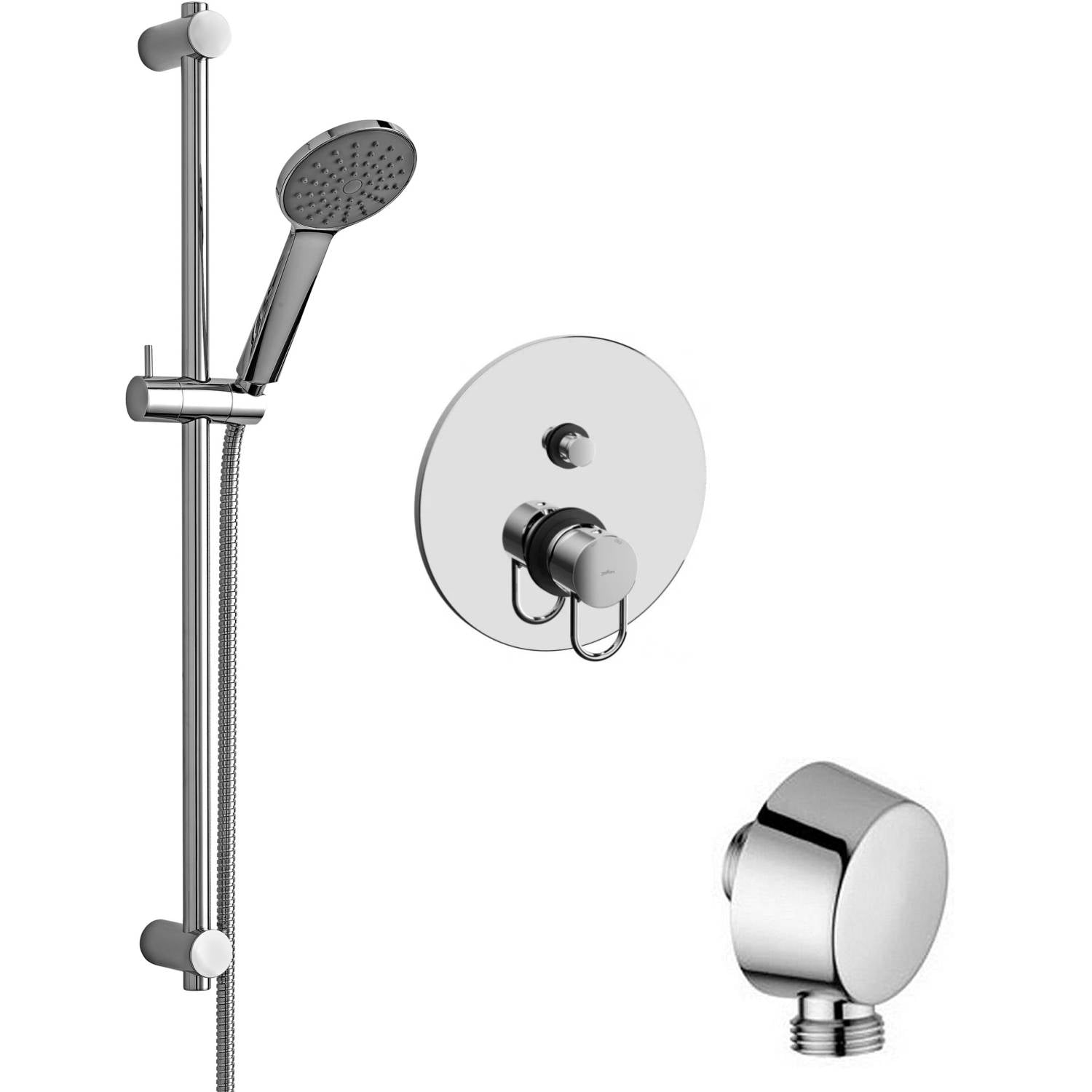 Kit Saliscendi doccia con miscelatore doccia a incasso e presa acqua tonda a muro by CeramicStore | Lo specialista del tuo bagno