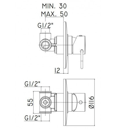  Kit Saliscendi doccia con miscelatore doccia a incasso e presa acqua tonda a muro by CeramicStore | Lo specialista del tuo bagno