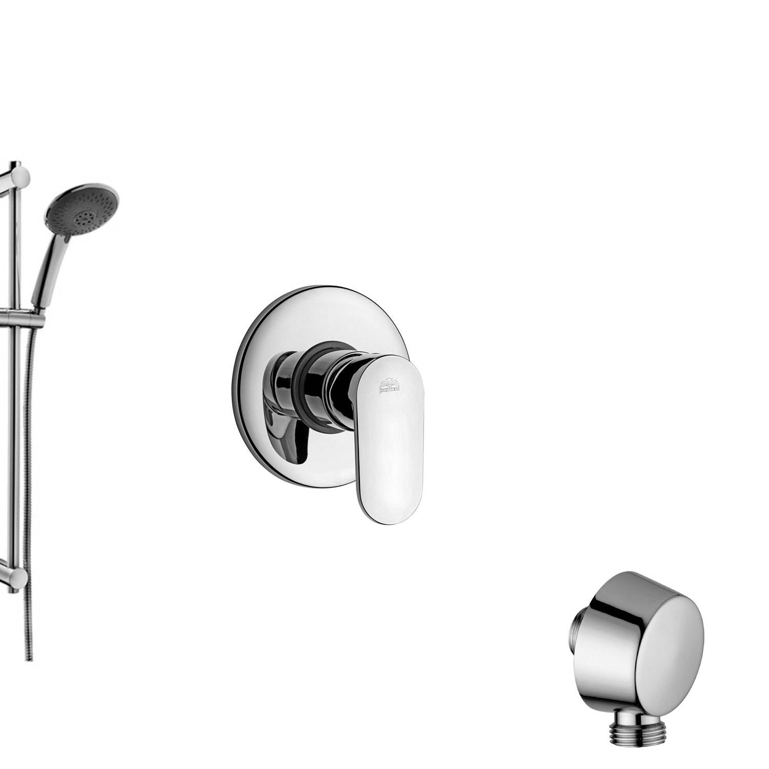 Set saliscendi con asta con miscelatore incasso ottone cromo lucido e presa d'acqua tonda a muro Paffoni by CeramicStore | Lo specialista del tuo bagno