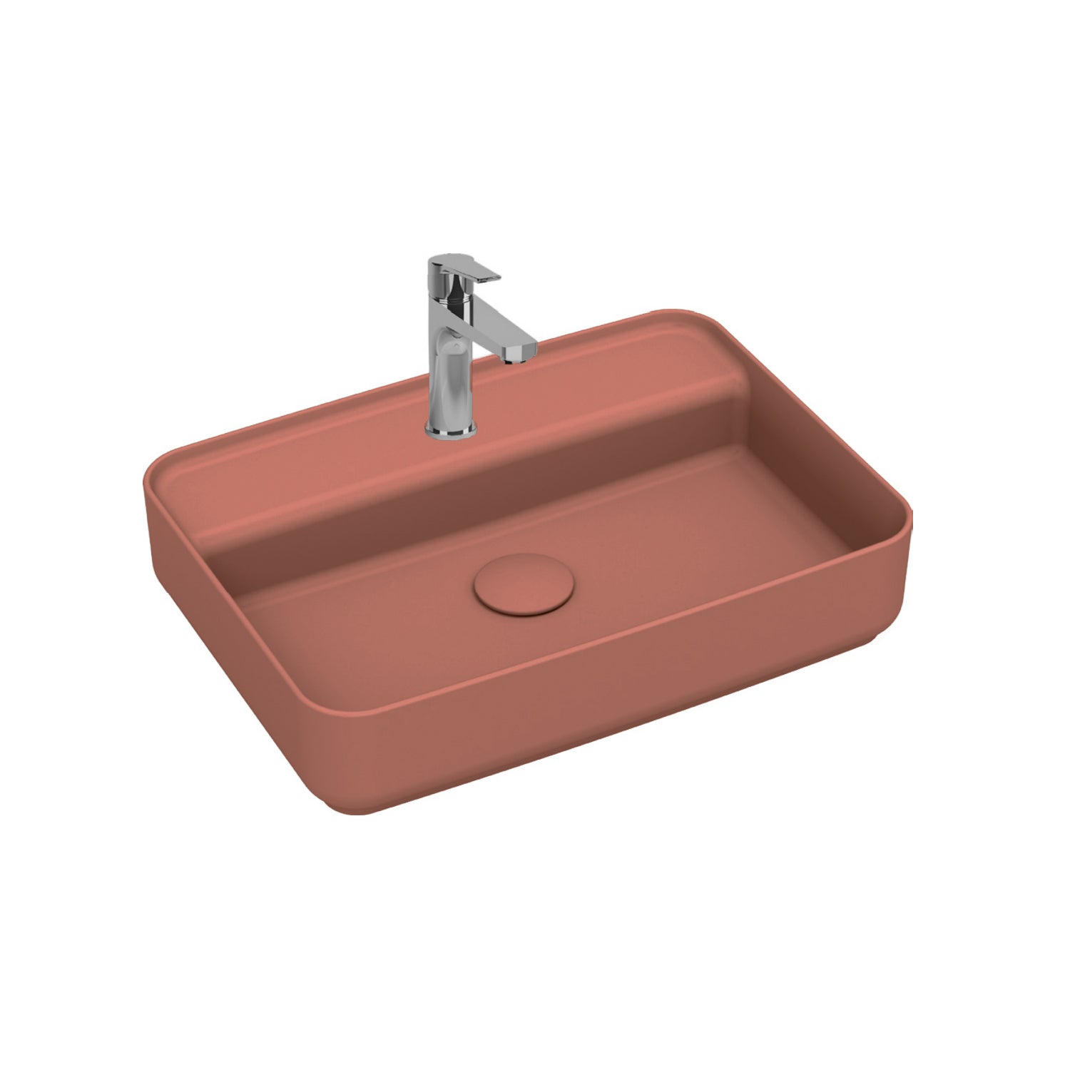 Lavabo d'appoggio rettangolare con foro BathCore serie Infinity 55x40 color Terracotta Opaco