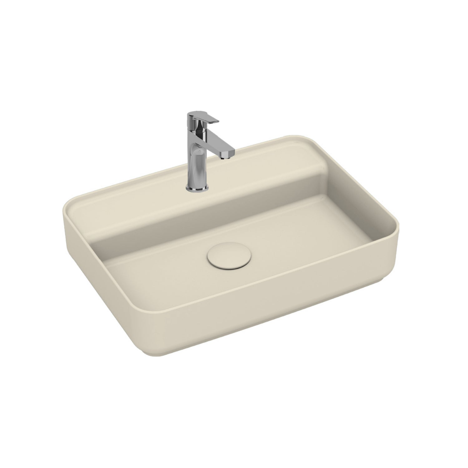 Lavabo d'appoggio rettangolare con foro BathCore serie Infinity 55x40 color Avorio Opaco
