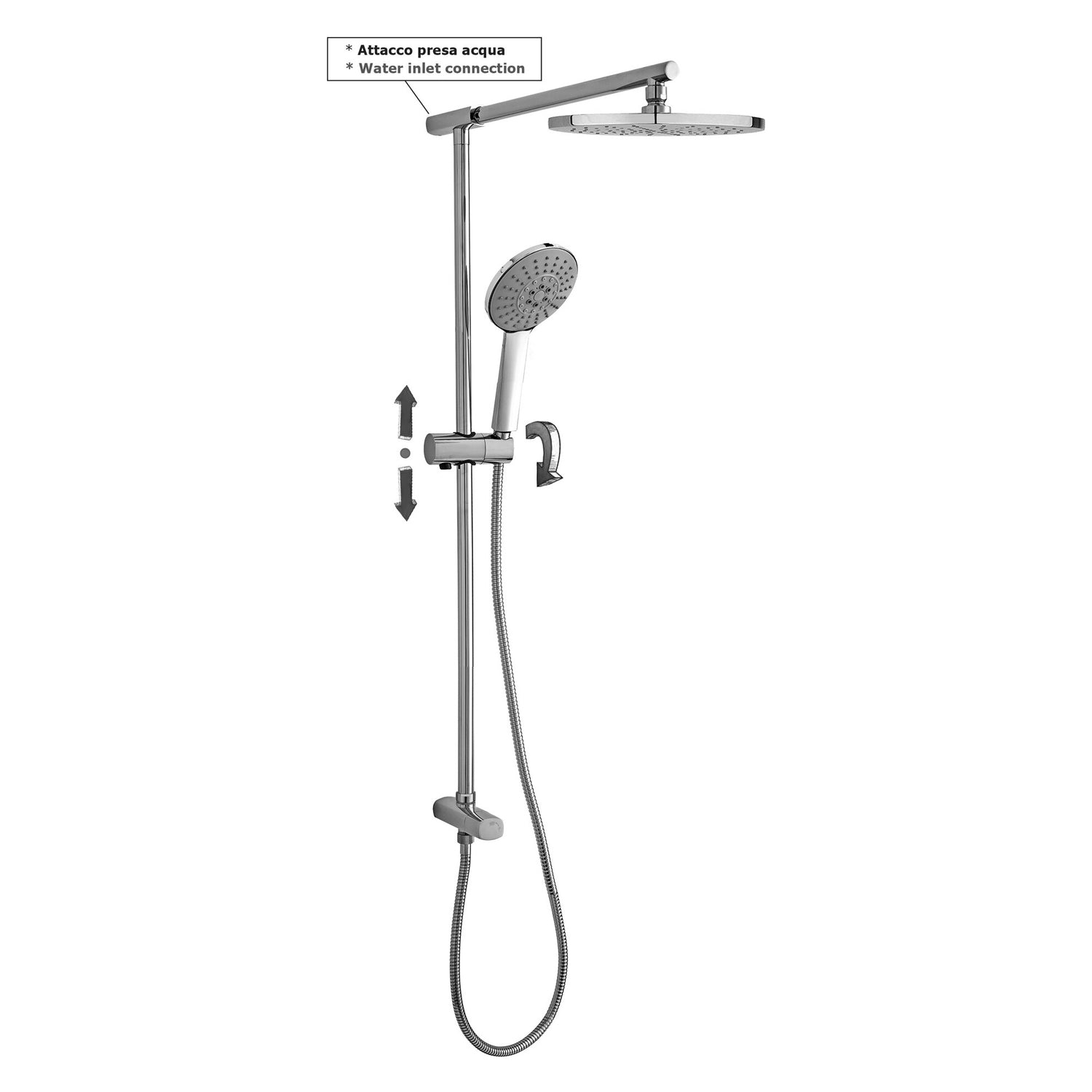 Colonna doccia Up con presa acqua completa di doccia e soffione Paffoni - Cromato by CeramicStore | Lo specialista del tuo bagno