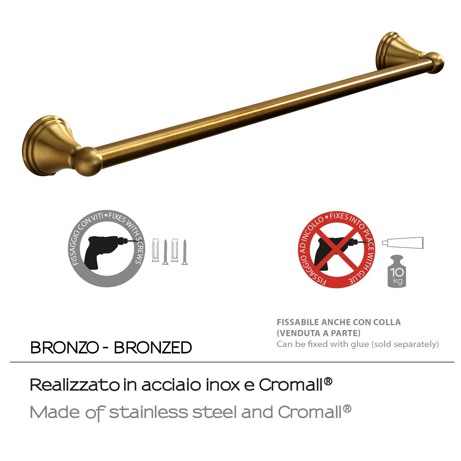  Portasalviette 60 cm a parete di Gedy serie Romance - Bronzo by CeramicStore | Lo specialista del tuo bagno