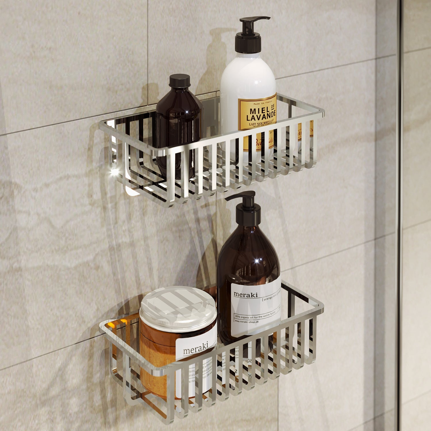  Portaoggetti doccia rettangolare modello Tiberio di Gedy - Cromato by CeramicStore | Lo specialista del tuo bagno