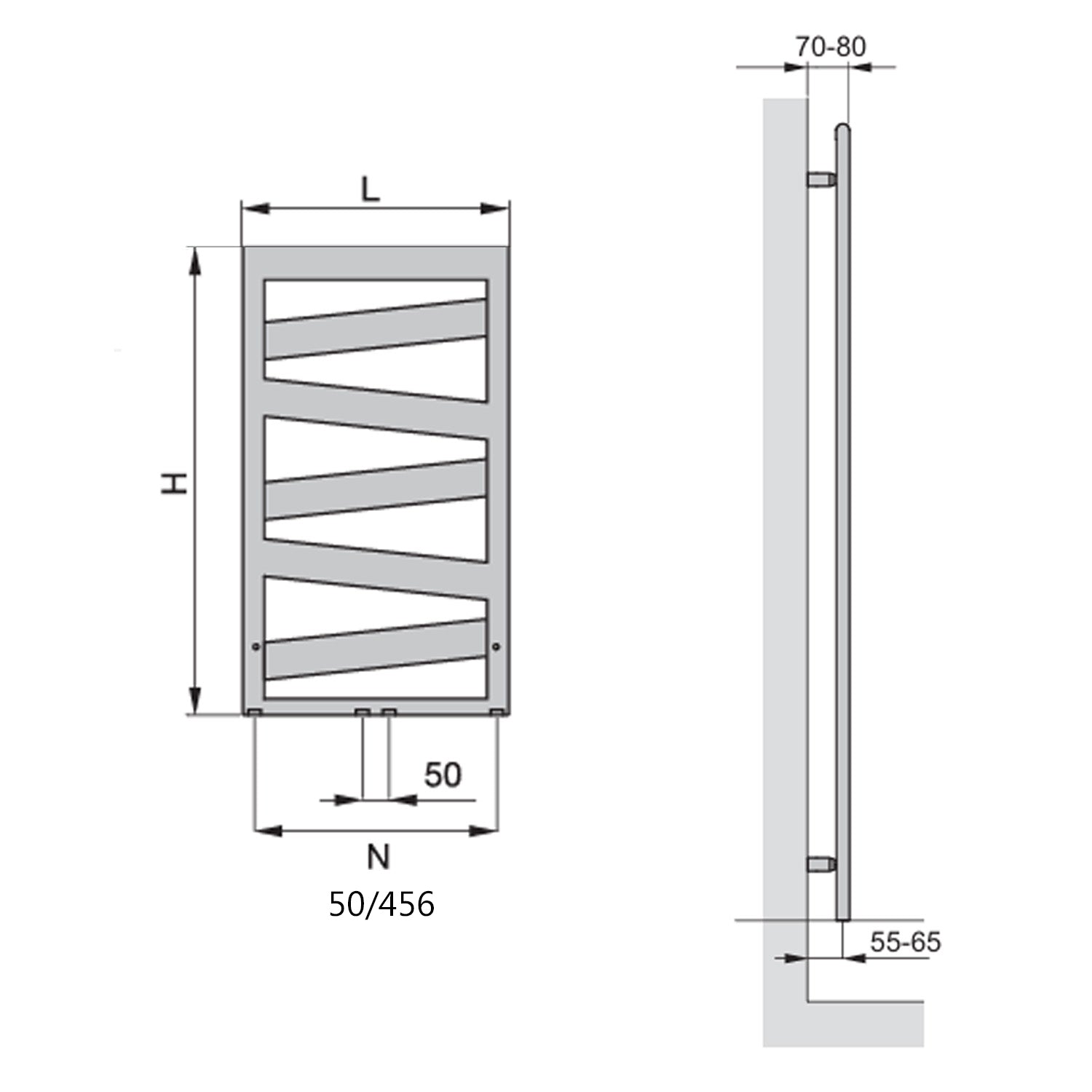 Termoarredo in acciaio Nero Opaco Zehnder modello Ribbon H. 965 x L. 500 mm 3