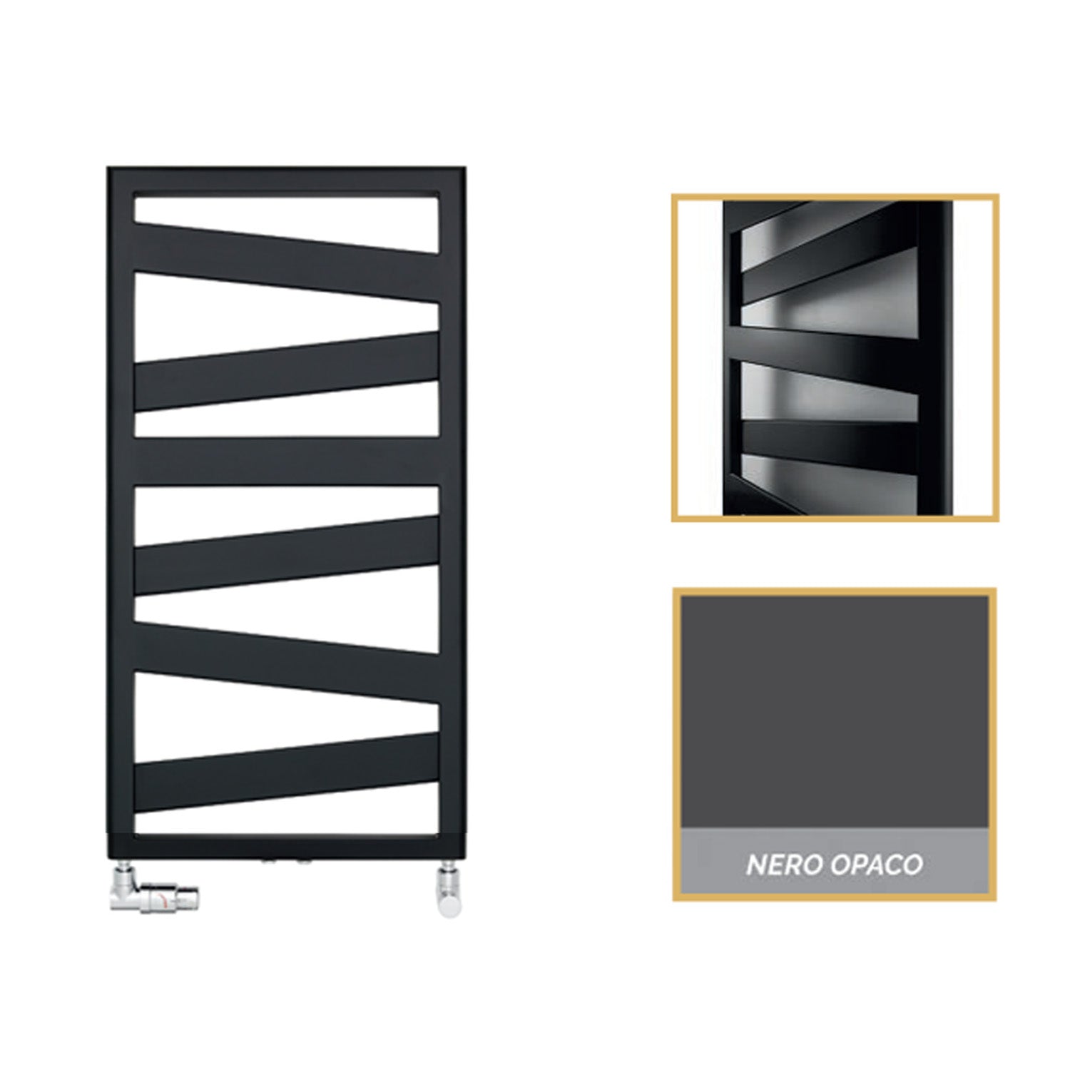 Termoarredo in acciaio Nero Opaco Zehnder modello Ribbon H. 965 x L. 500 mm 4