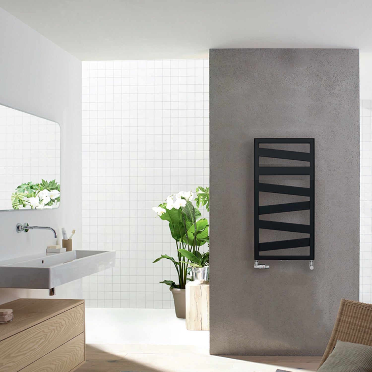 Termoarredo in acciaio Nero Opaco Zehnder modello Ribbon H. 965 x L. 500 mm 6