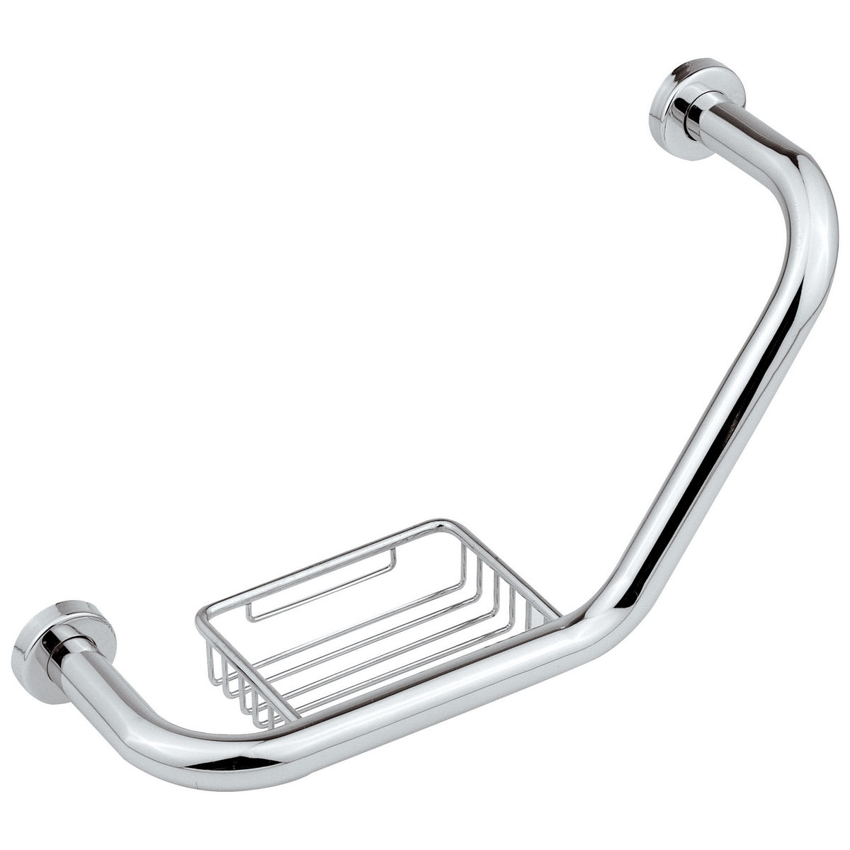 Maniglione vasca in ottone con portasapone integrato 43 cm - Cromo