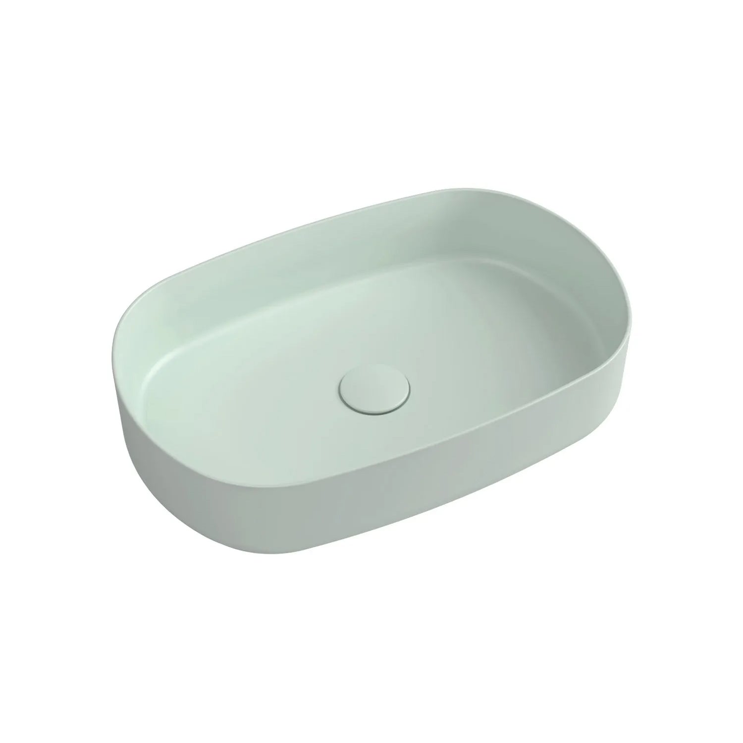 Lavabo d'appoggio ovale senza foro BathCore serie Infinity 55x36 color Menta Opaco